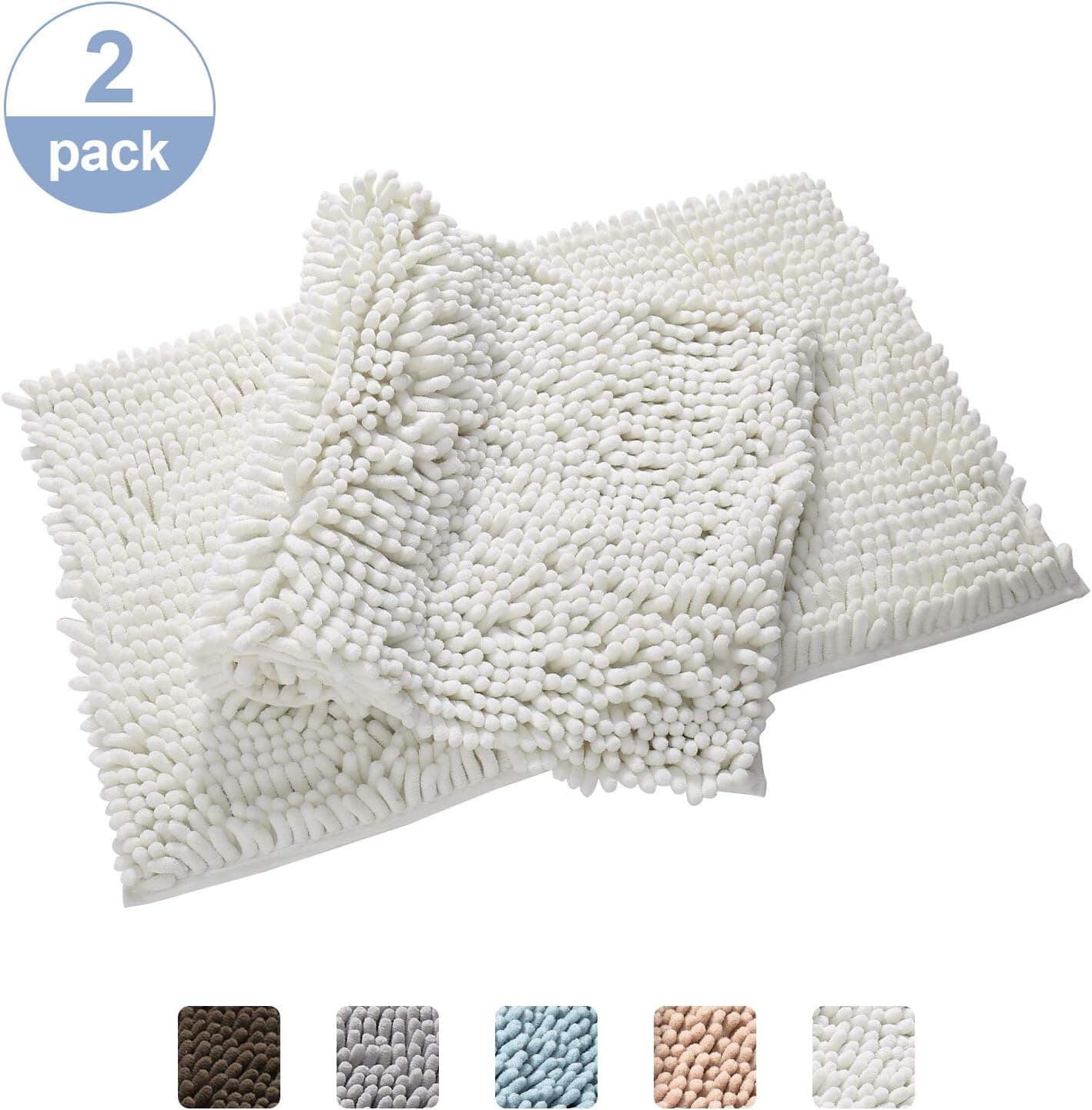 Bathroom Rugs Non Slip Chenille Bath Mat Super Soft Shaggy Water Absorption Bath Rug Machine Washable