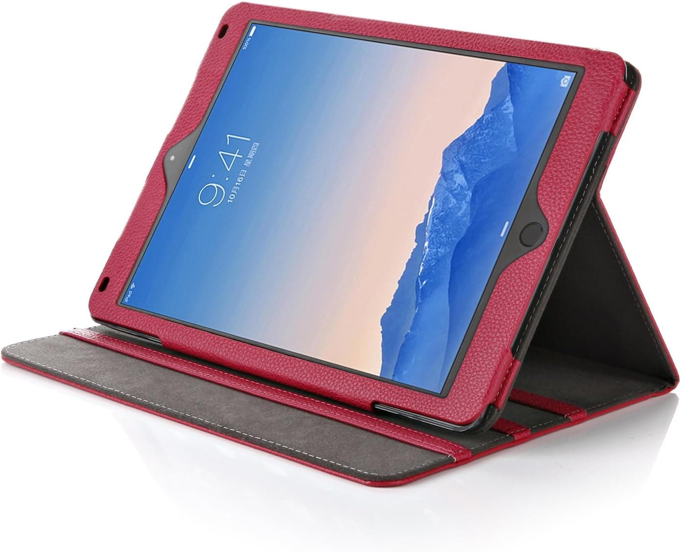 iPad Air 2 Case - Bear Motion for iPad Air 2 Leather Case for iPad Air Support Smart Cover Function (Hot Pink)