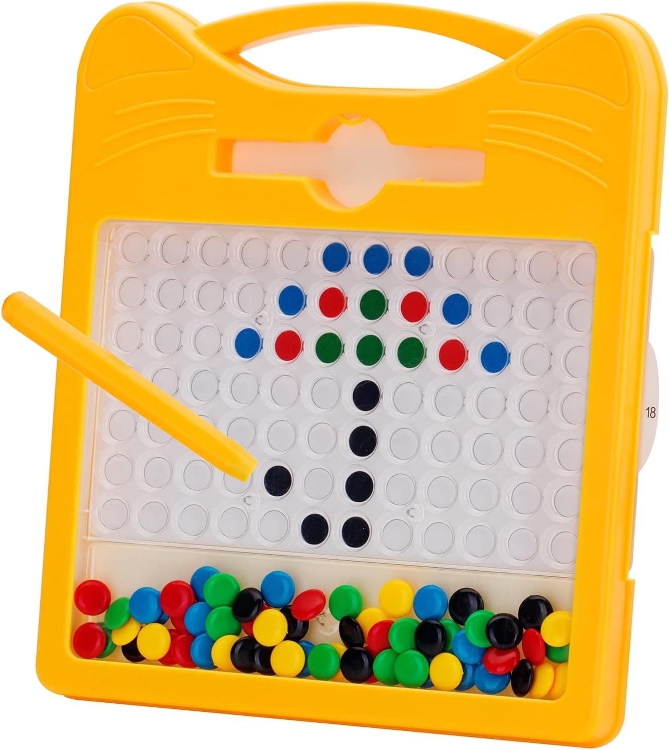 Doirdon Magnetic Drawing Board for Kids & Toddlers 3-5 Years,【Simple and Conventional 2 Modes】 Fun Magnetic Board with Colourful Beads and Drawing Stylus (Base Edition)
