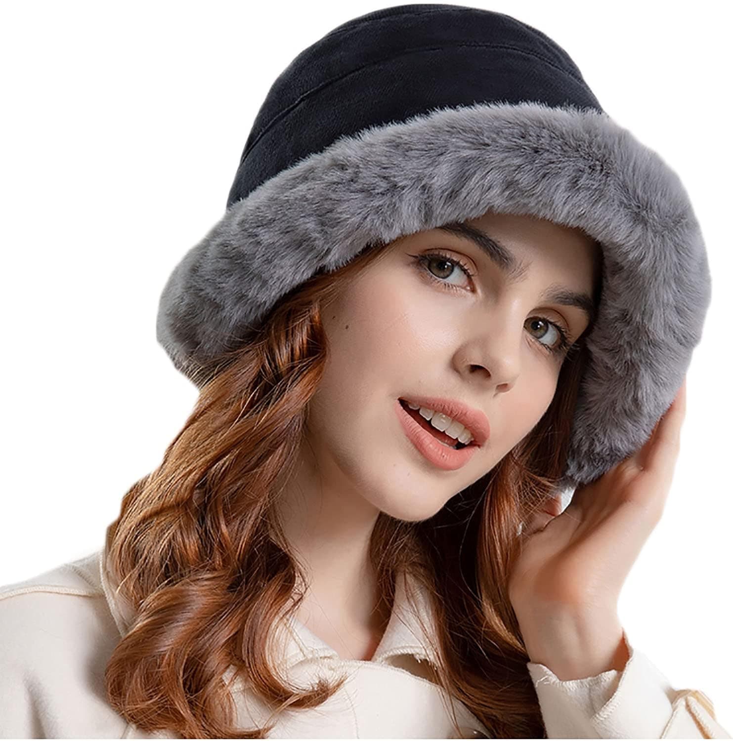 Women Winter Plush Fisherman's Hat Ear Protection Versatile Pullover Hat Fashion Warmth Thickened Plush Basin Hat