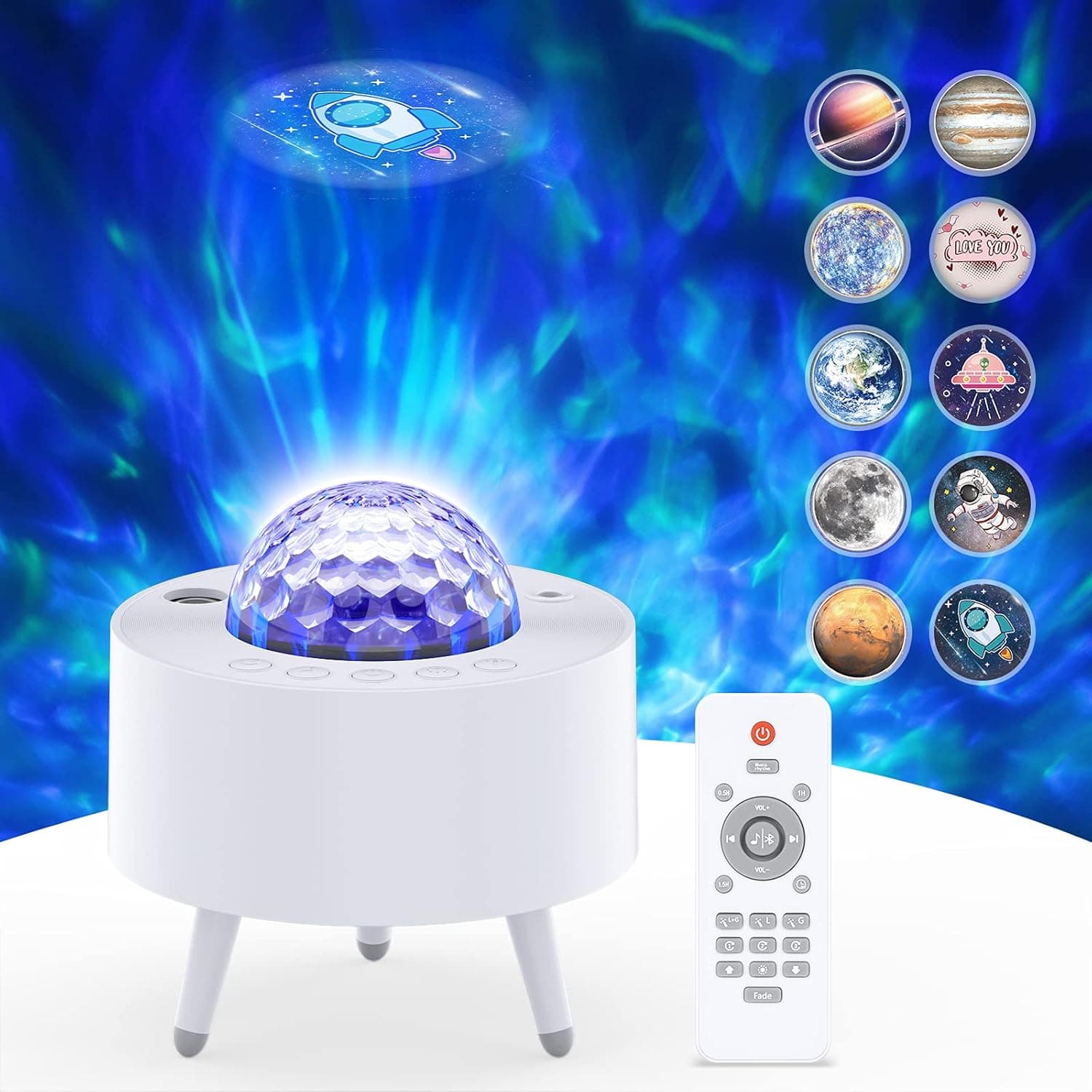 Galaxy Projector Lights for Bedroom Kids Starry Night Light with Bluetooth Music as a Valentines Day Gifts for Him/Her, White
