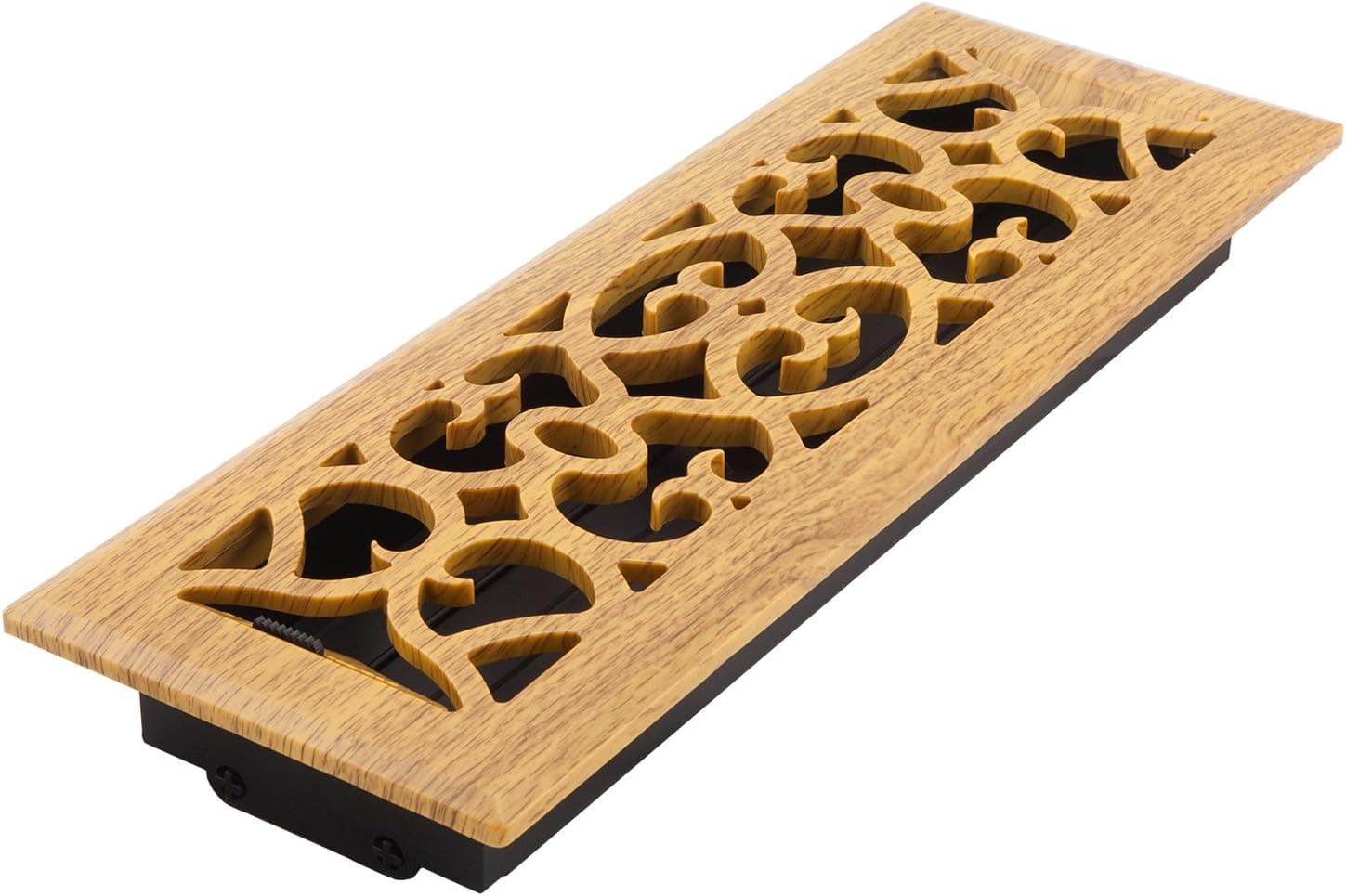 Accord APFROMV414 Plastic Floor Register with Victorian Design, 4-Inch x 14-Inch (Duct Opening Measurements), Oak Finish