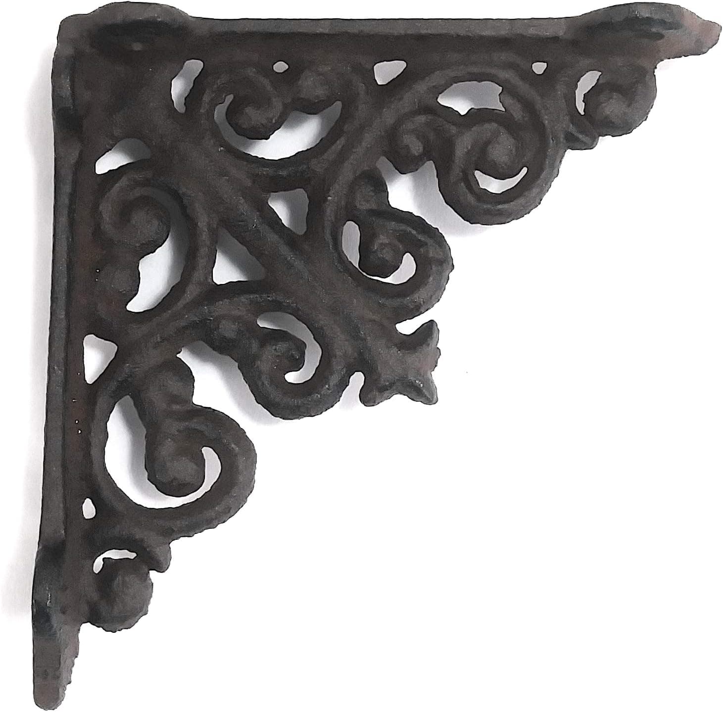 Cast Iron - 4 Inch - Thick Victorian Shelf Bracket - Scroll Design - All-Purpose Hanger - Black - Primitive Design - Indoor or Outdoor Use