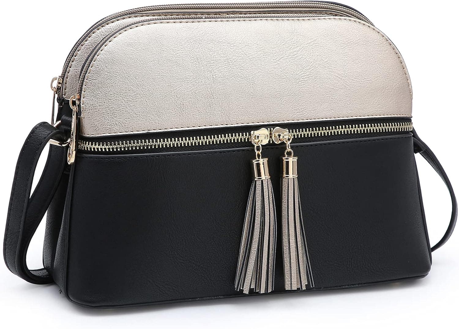 Dasein Women Tassel Zipper Pocket Crossbody Bag Shoulder Purse Fashion Travel Bag with Multi Pockets