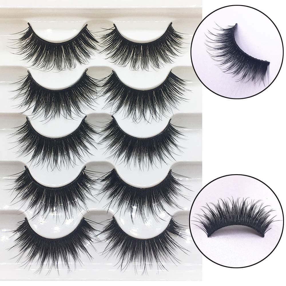 3D Soft Mink False Eyelashes Fluffy Wispy Thick Eye Lashes Full Strips Makeup Tools 5 Pairs (H10)