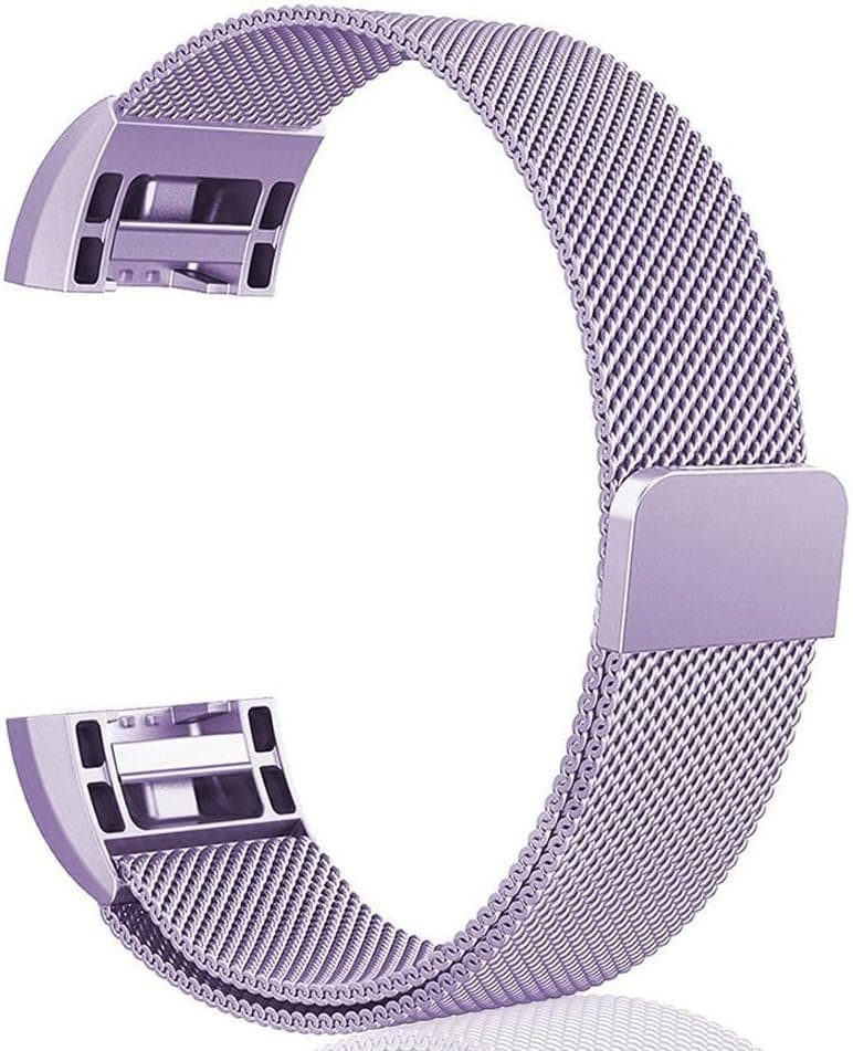 CETIONE Metal Strap is Compatible with Fitbit Charge 2, mesh Shape Stainless Steel Strap Smart Watch Strap, Unique Adhesive Bond Replacement Strap for Large Wrists (Purple)