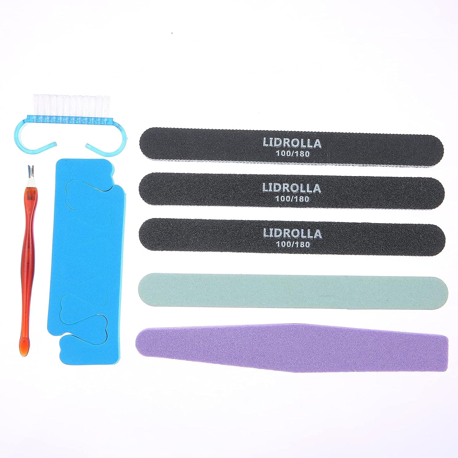 Emery Board Professional Nail File and Nail Brush Set 100/180 Grit