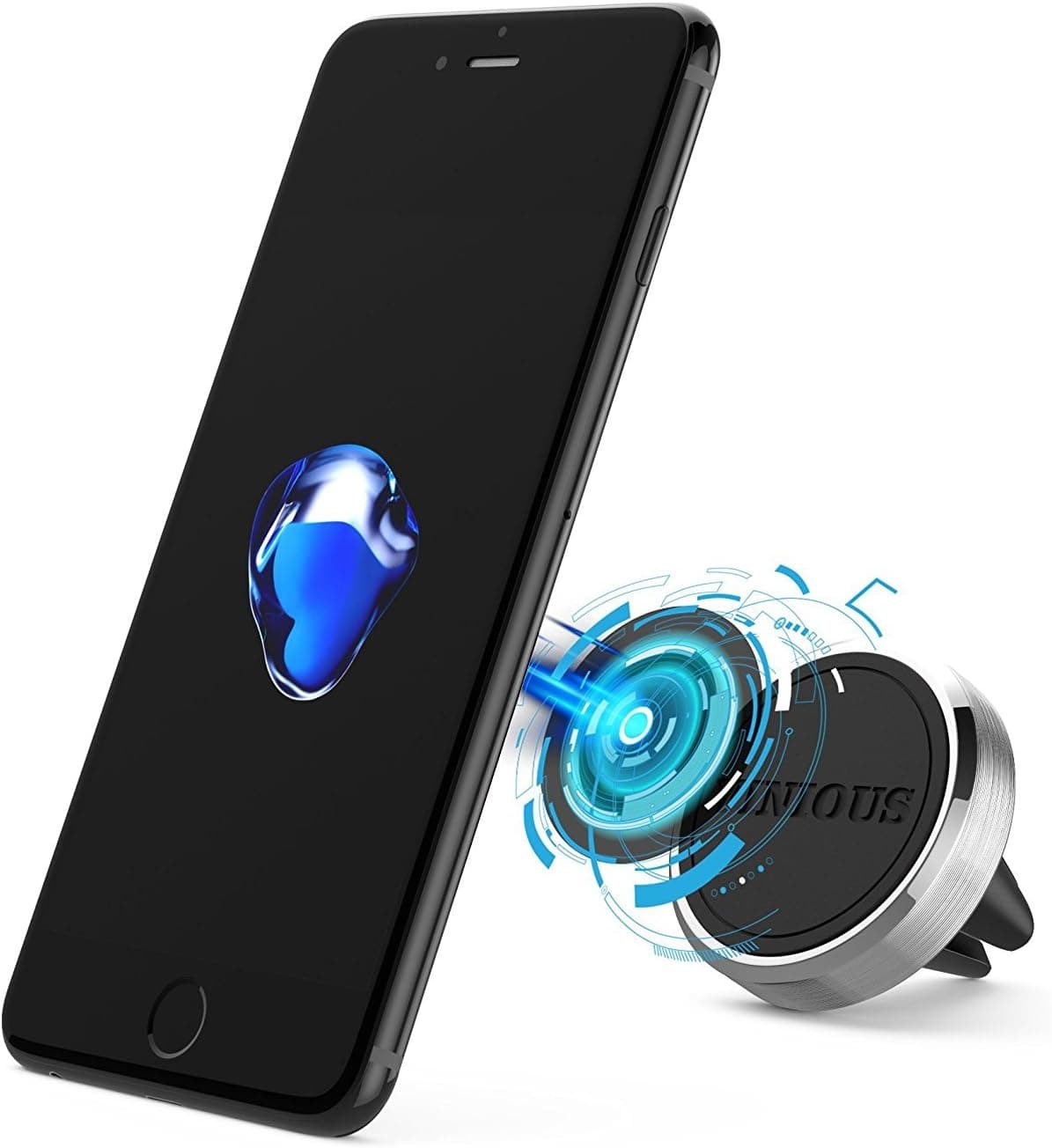 VINIOUS Magnetic Car Mount Holder Cradle with Fast Swift-Snap Technology and Luxury Aluminum Alloy for Smart Phones and Mini Tablets (Silver)