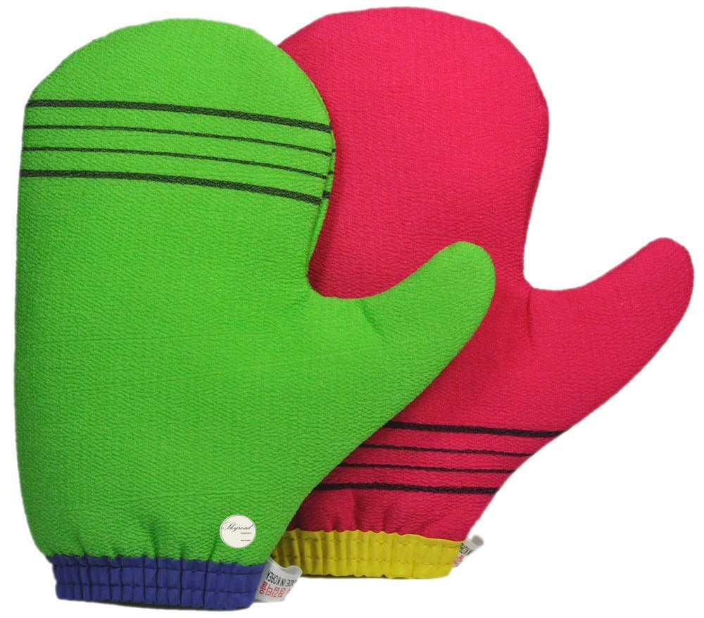 Skyroad(TM) Top Quality Exfoliating Scrub Bath Mitten Comfort Fit -2 items per package- (Made in Korea)