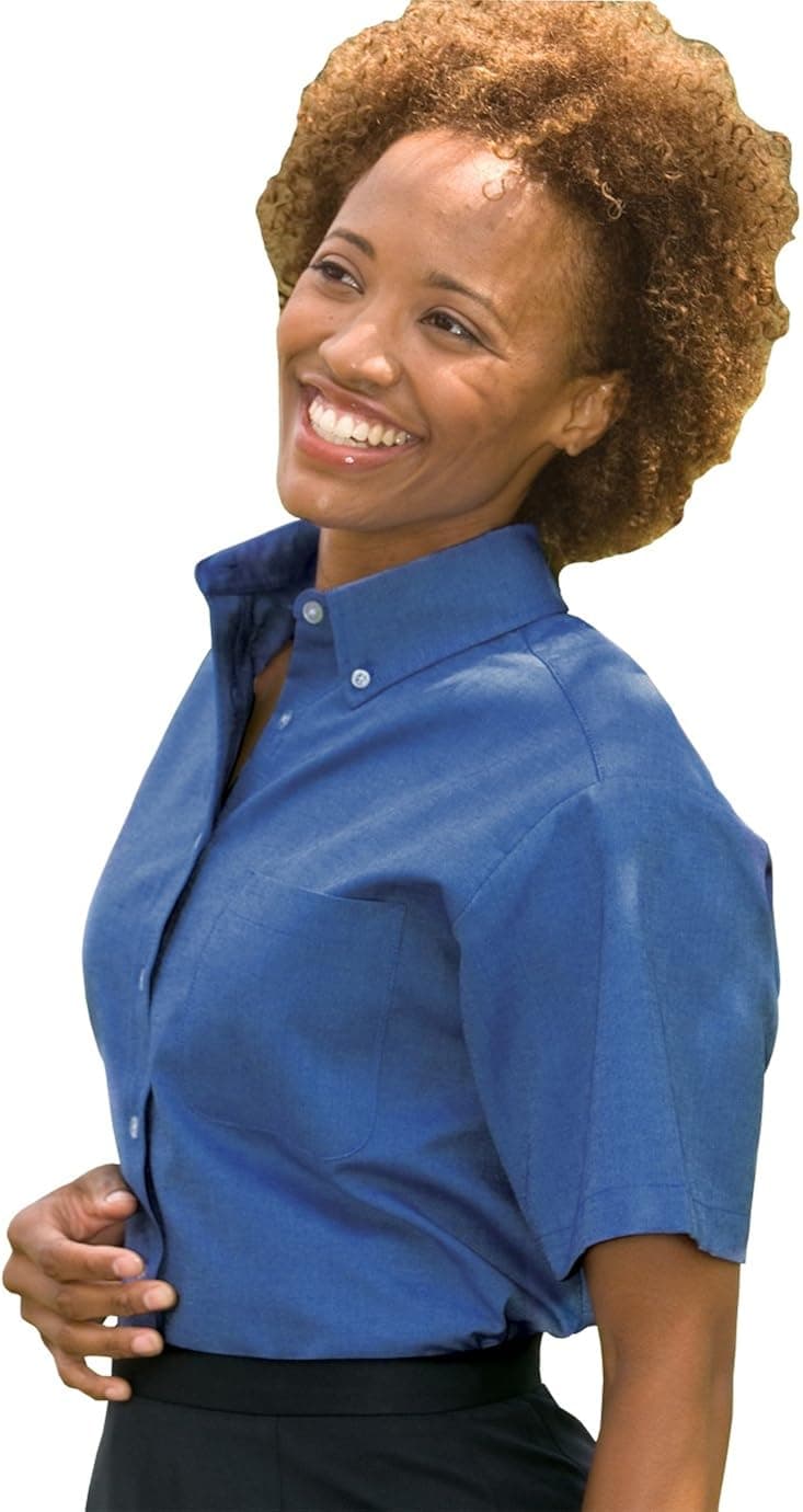 Ed Garments Women's Button Down Oxford Shirt, FRENCH BLUE, Large