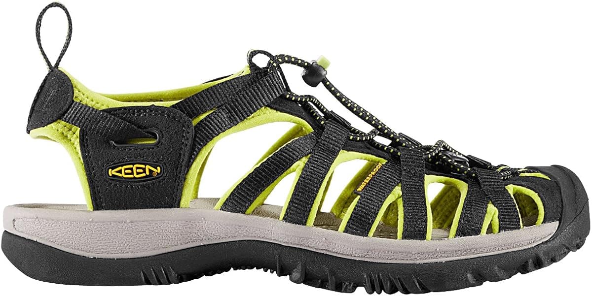 KEEN Women's Whisper Closed Toe Sport Sandals, Black/Bright Chartreuse, 9