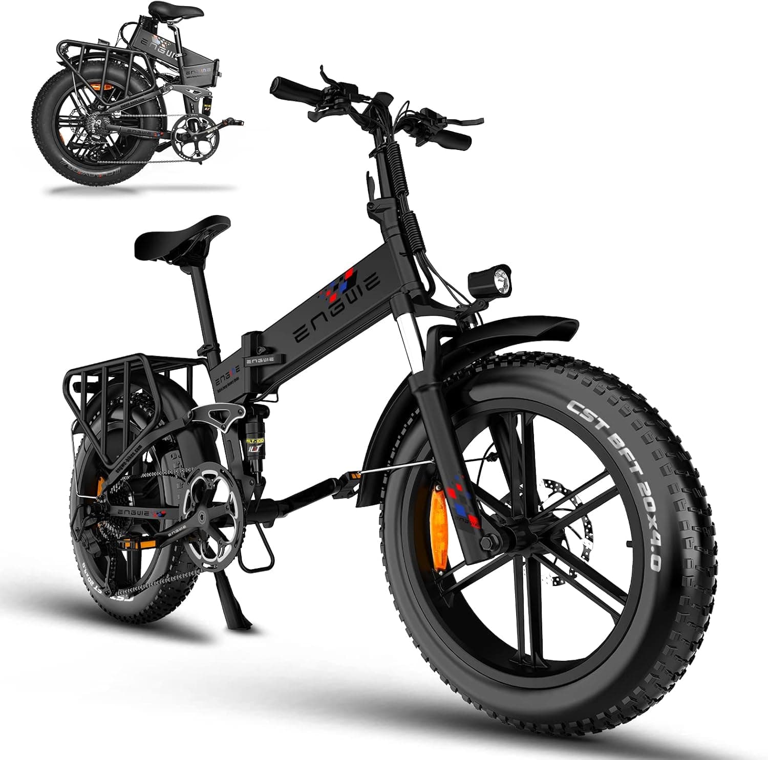 ENGWE Upgrade Folding Electric Bicycle for Adults 750W 48V16Ah Build-in Lithium Large Battey Long Range 20 * 4.0" Fat Tire E-Bike All Terrien Mountain Snow Beach City Cruiser Electric Bike Engine Pro