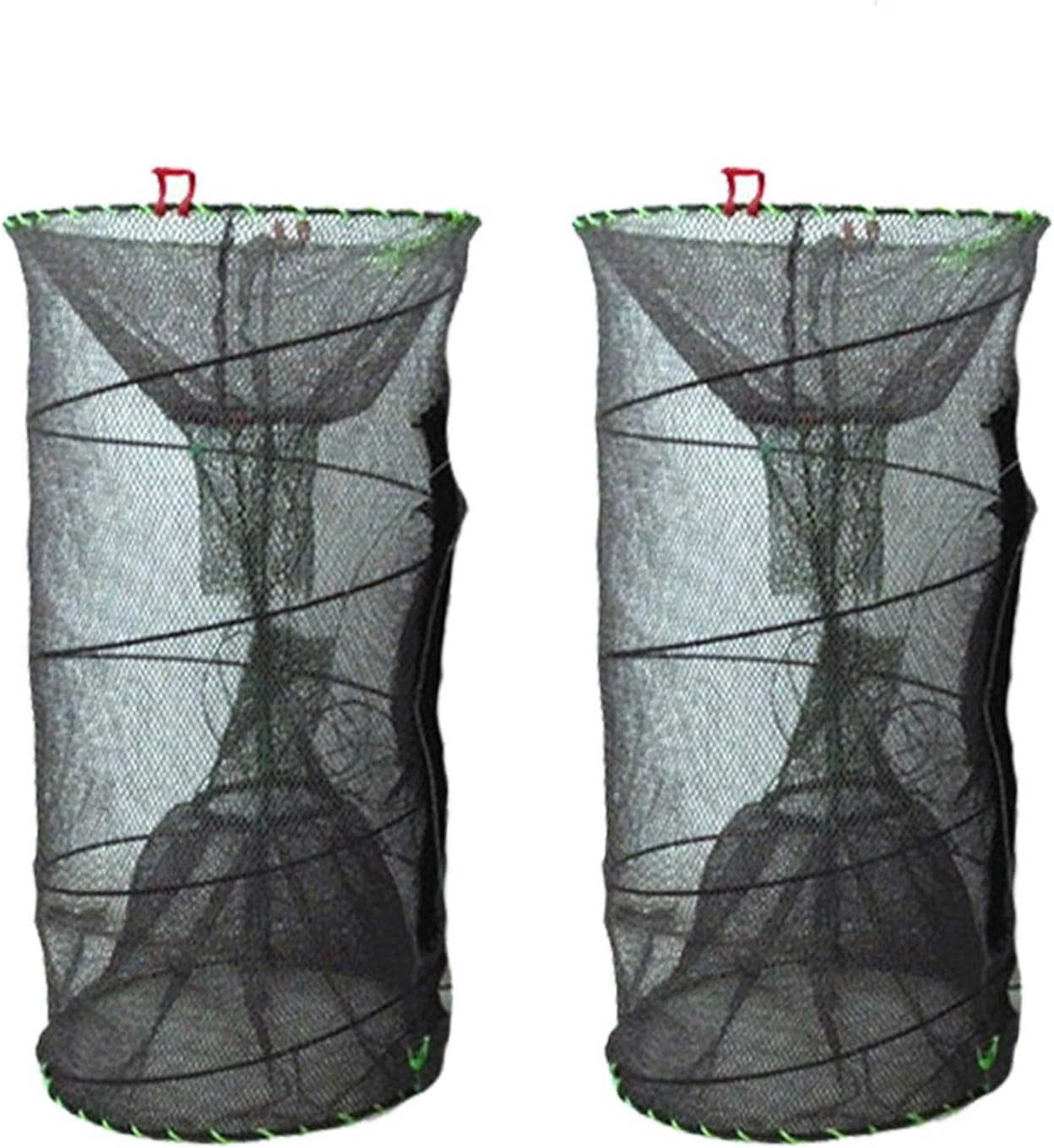 Tfwadmx Crawfish Trap, Portable Folding Crab Net Trap Shrimp Trap Bait Collapsible Lobster Cast Net Fishing Accessories 13.7x23.6Inch, 2 Pack