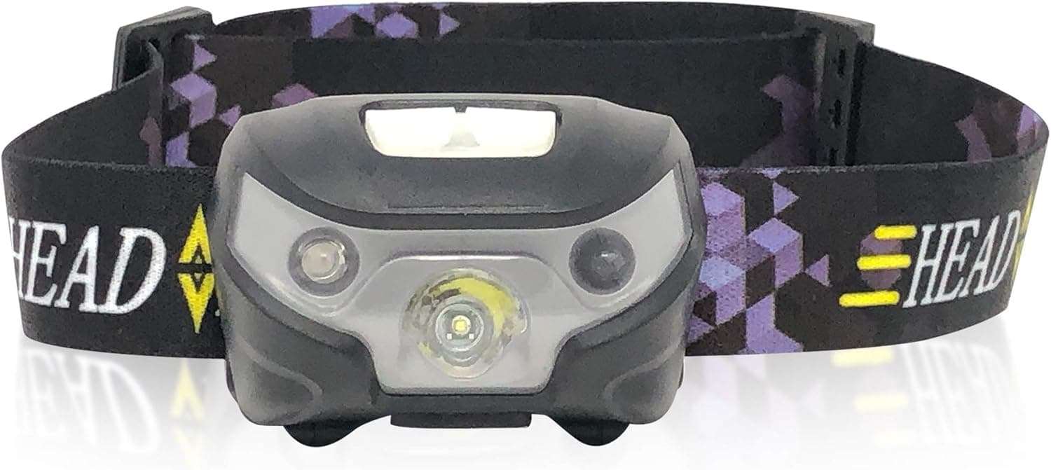 LED Headlamp Flashlight, Rechargeable, 4 modes, Bright white, Low white, Flashing, Motion sensor, Waterproof, USB cable included