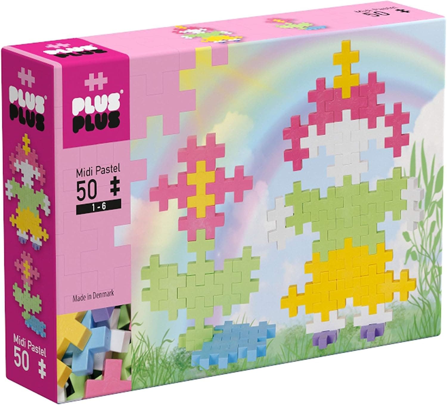 PLUS PLUS BIG- Open Play Set - 50 Piece - Pastel Color Mix, Construction Building Stem | Steam Toy, Interlocking Large Puzzle Blocks for Toddlers and Preschool