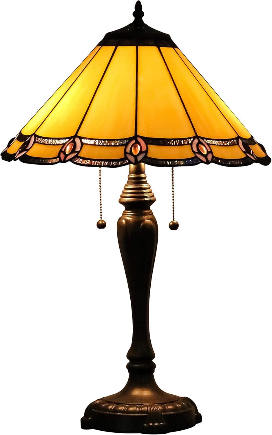 GlassMyth Lighting Tiffany Table Lamp W16H25 Inch Vintage Peacock Feathers Stained Glass Lamp Shade with Bronze Base of Aluminum Alloy for Living Room Bedroom Study Coffee Bar Lamp Bedside Light