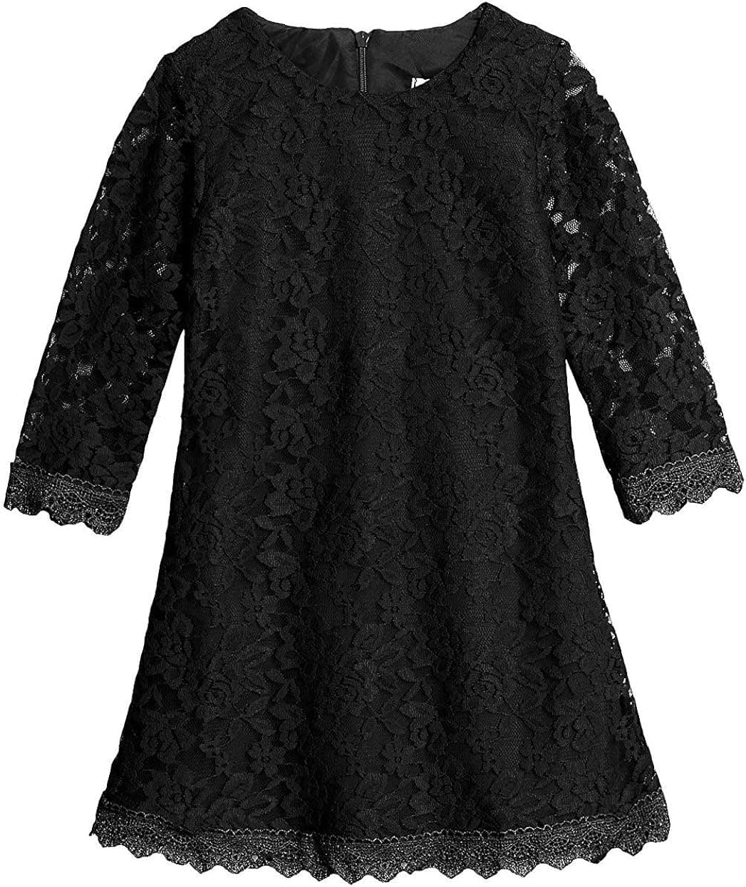 KISSOURBABY Girls Vintage Lace Flower Dress Boho Party Princess 3/4 Sleeve Dress