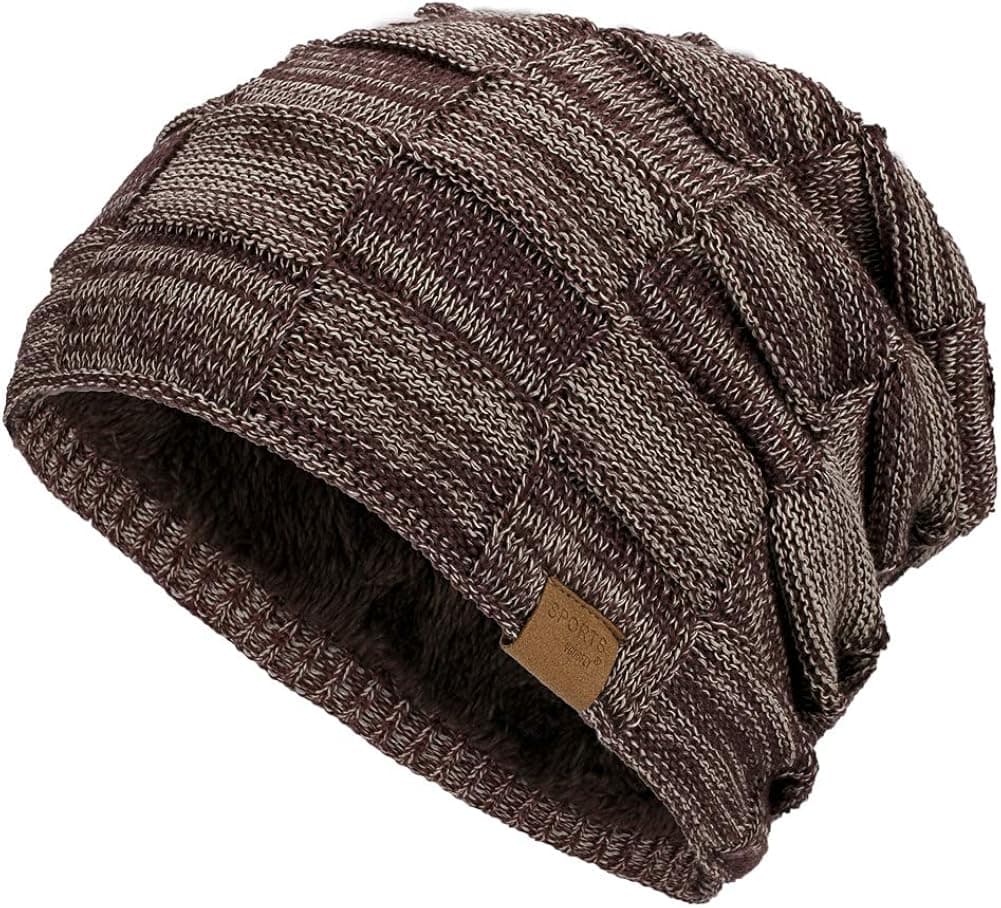 Vgogfly Slouchy Beanie for Men Winter Hats for Guys Cool Beanies Mens Lined Knit Warm Thick Skully Stocking Binie Hat