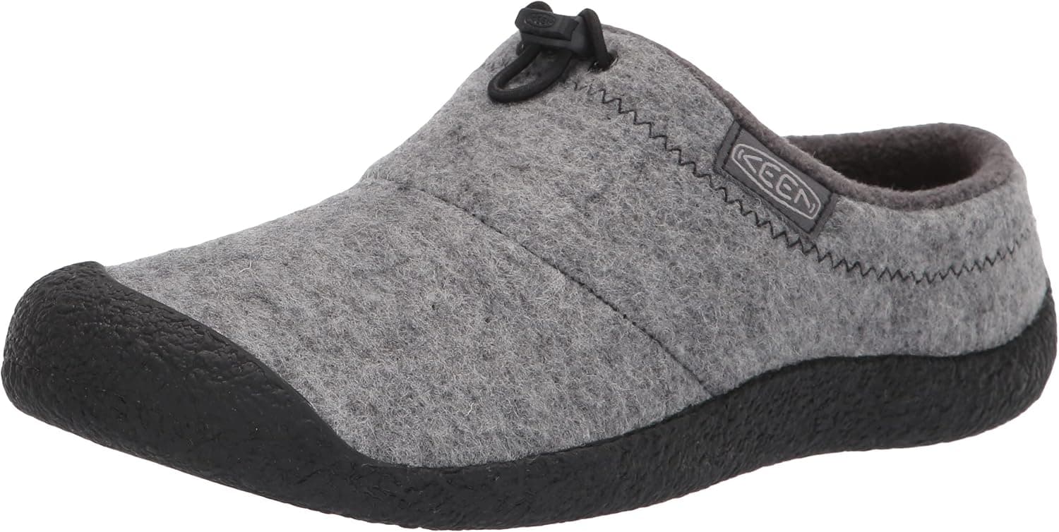 KEEN Men's-Howser 3 Slide Comfy Durable Slippers, Grey Felt/Black, 10