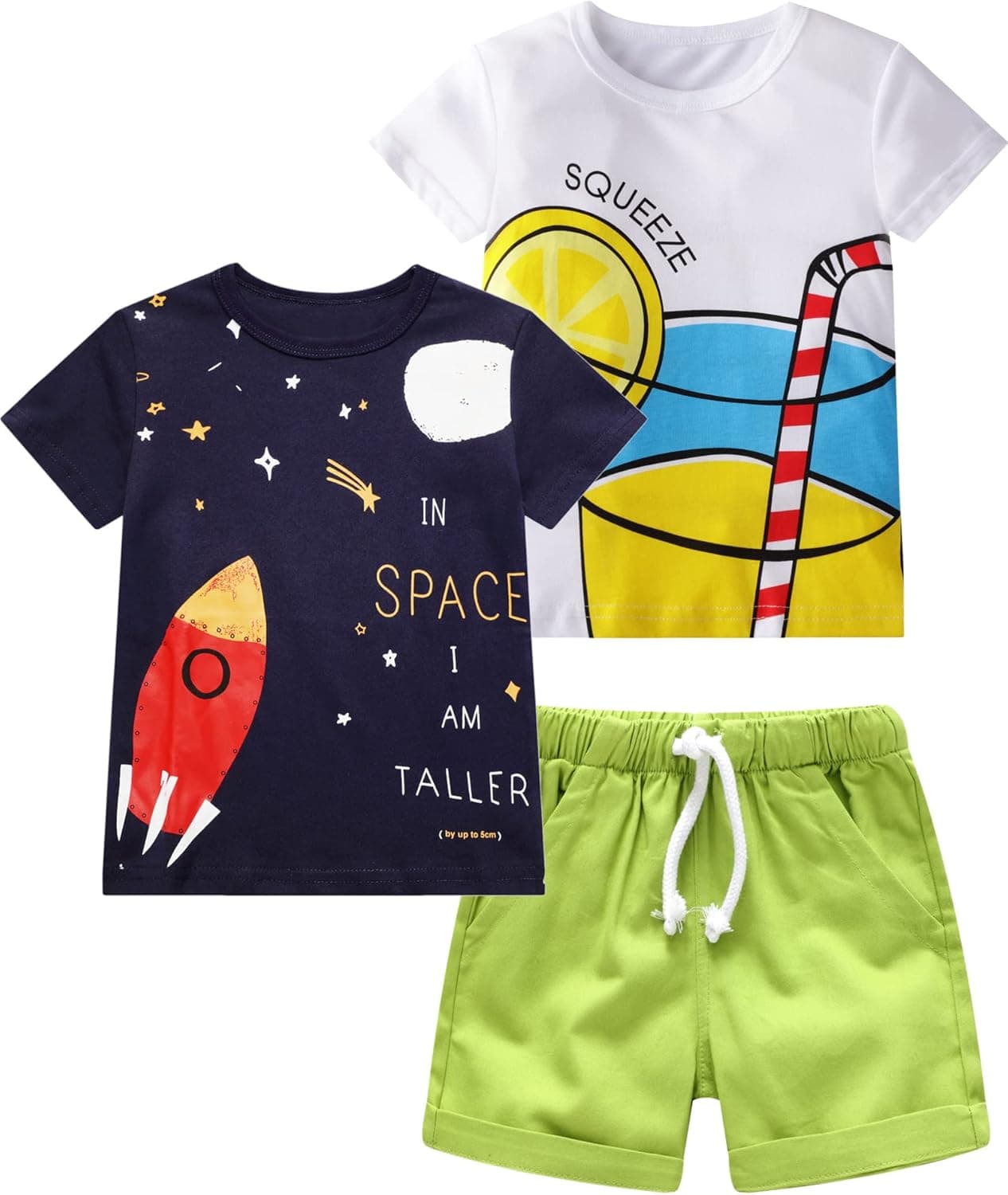 ALI SEA Toddler Boy Summer Clothes Kids Cotton Short Sleeve Shirt Shorts Set 2-7 Years