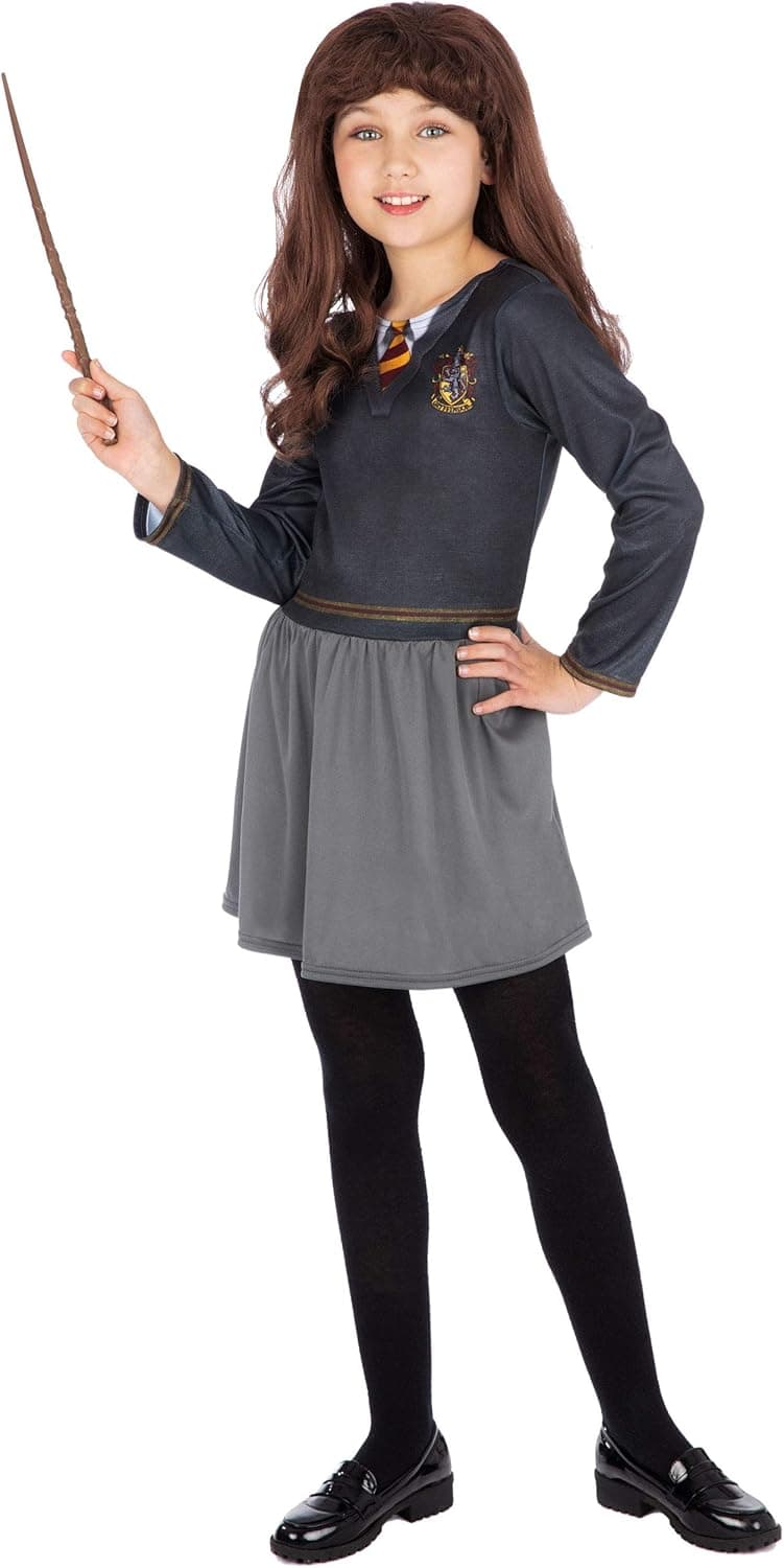 Harry Potter Costume Hermione Girls with Wand and Wig