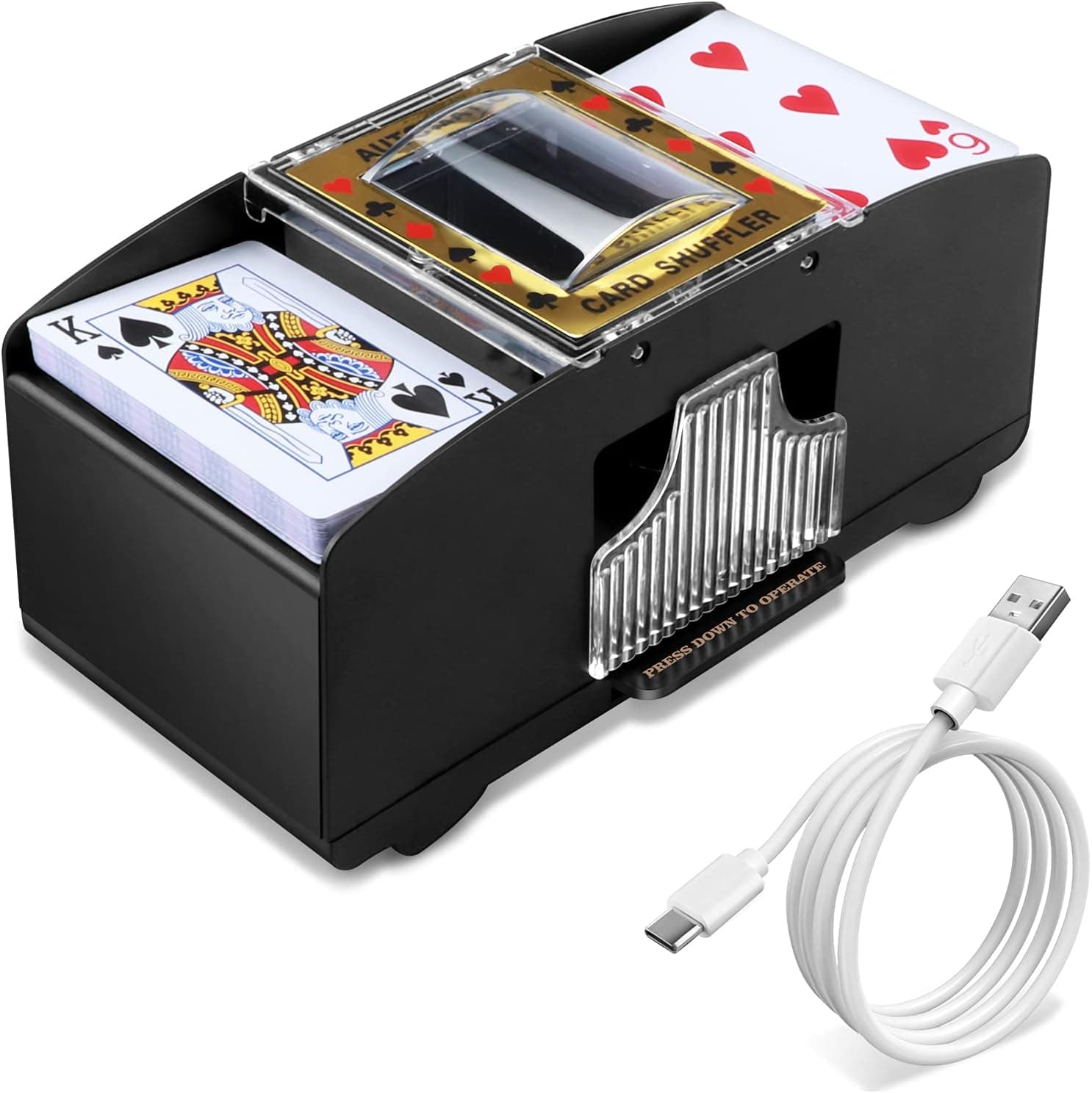 Diolusus Automatic Card Shufler, Electronic Casino Card Poker Shuffling Machine,2 Deck Card Poker Shuffling Machine, Playing Card Tool for Home Party with USB Line