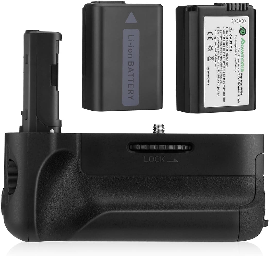 Powerextra VG-C2EM Battery Grip + 2-Pack High Capacity 1500mAh NP-FW50 Batteries Replacement for Digital SLR Camera