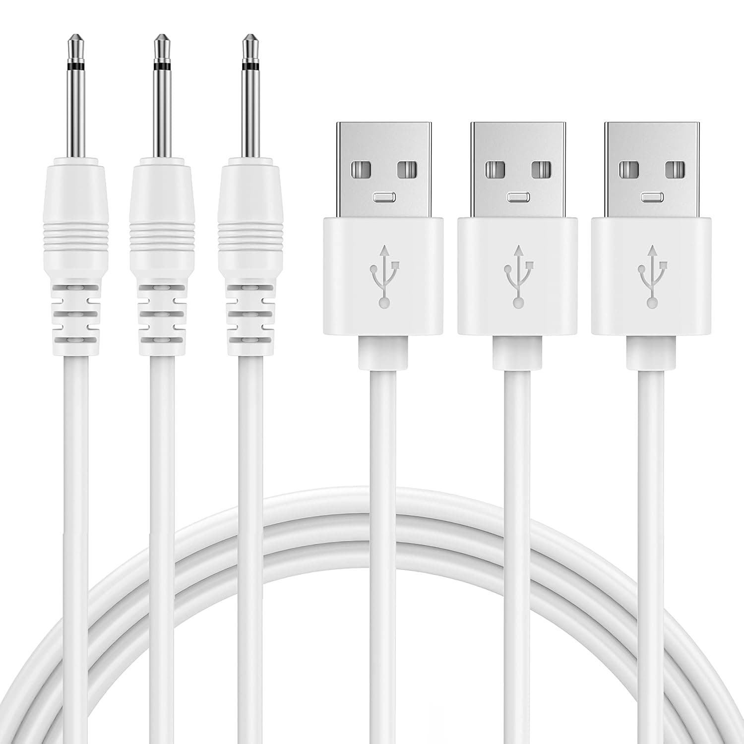USB DC Charging Cable 2.5mm Adapter Fast Charging Replacement Cord Charger, for Most Wand Massager (3 Packs)