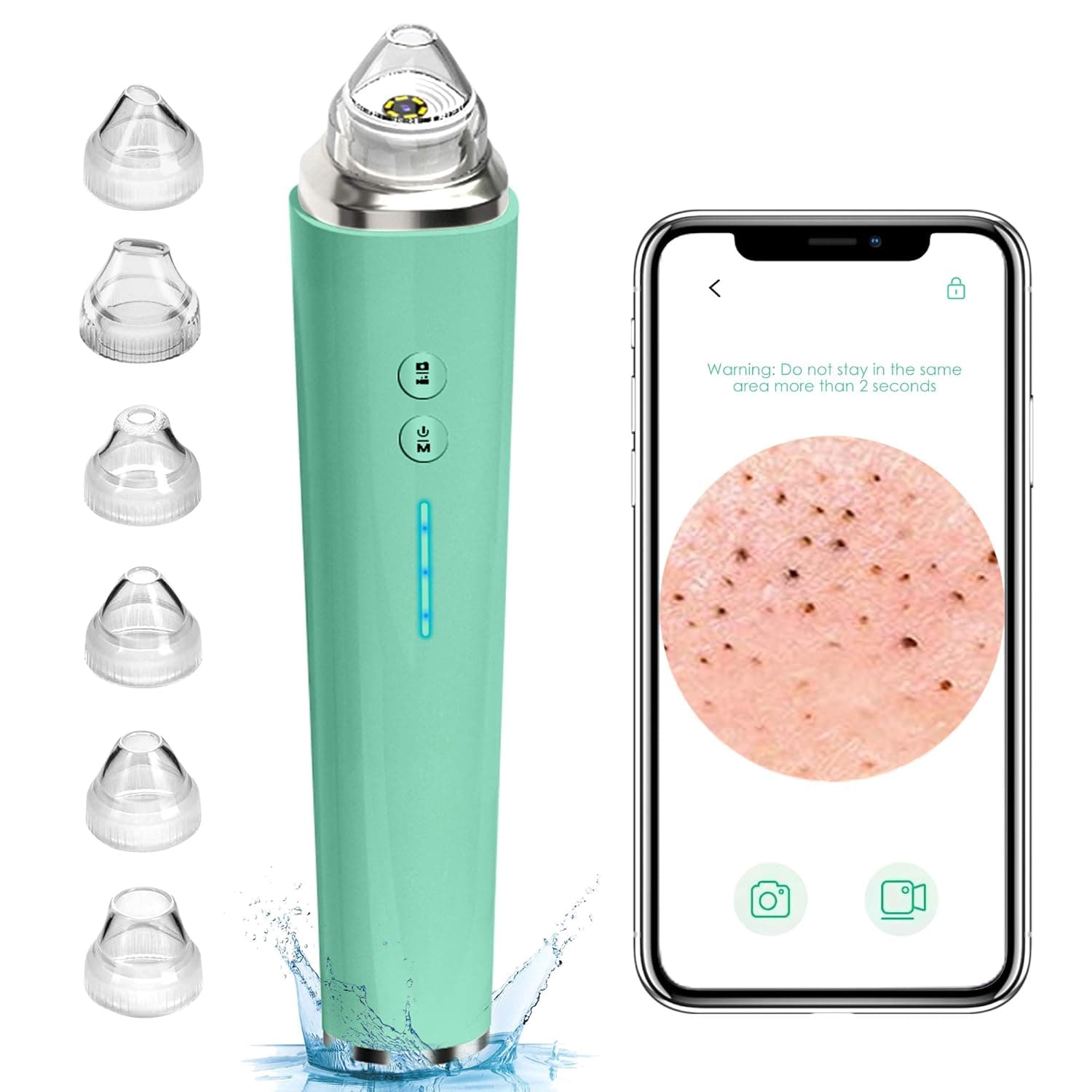 Blackhead Remover, WiFi Visible Pore Vacuum Facial Pore Cleanser with HD Camera Pimple Acne Comedone Extractor Kit with 6 Suction Heads USB Electric Black Head Suction Tool