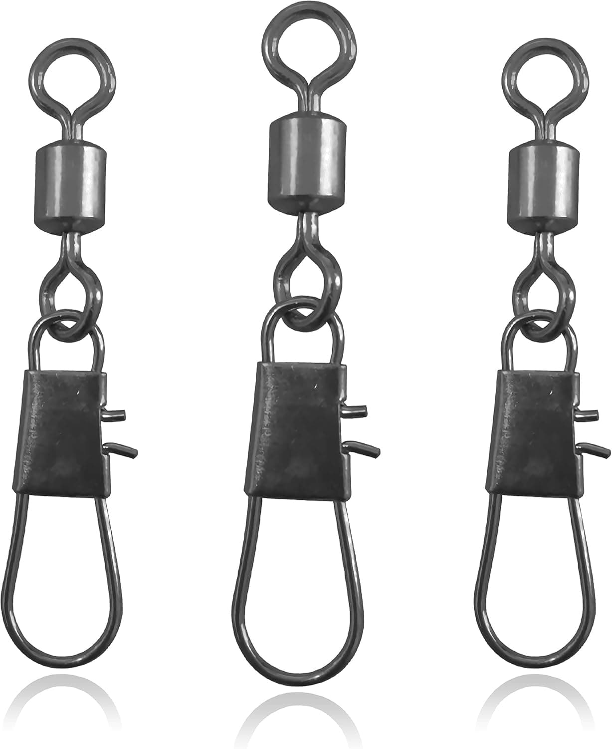 SILANON Rolling Barrel Fishing Swivel with Safty Snap-120pcs Fishing Connector Snap Swivels High Strength Fishing Tackle Accessories