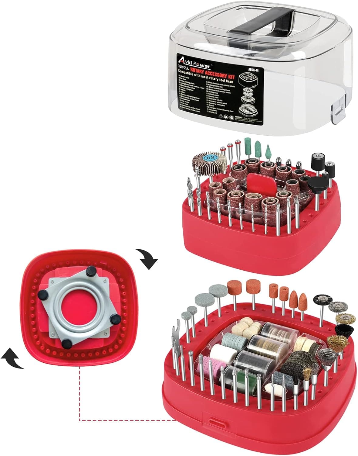 AVID POWER Rotary Tool Accessories Kit 360pcs, Rotary Tool Bits 1/8-inch Shanks Universal Fitment for Easy Cutting, Grinding, Sanding, Sharpening, Carving and Polishing