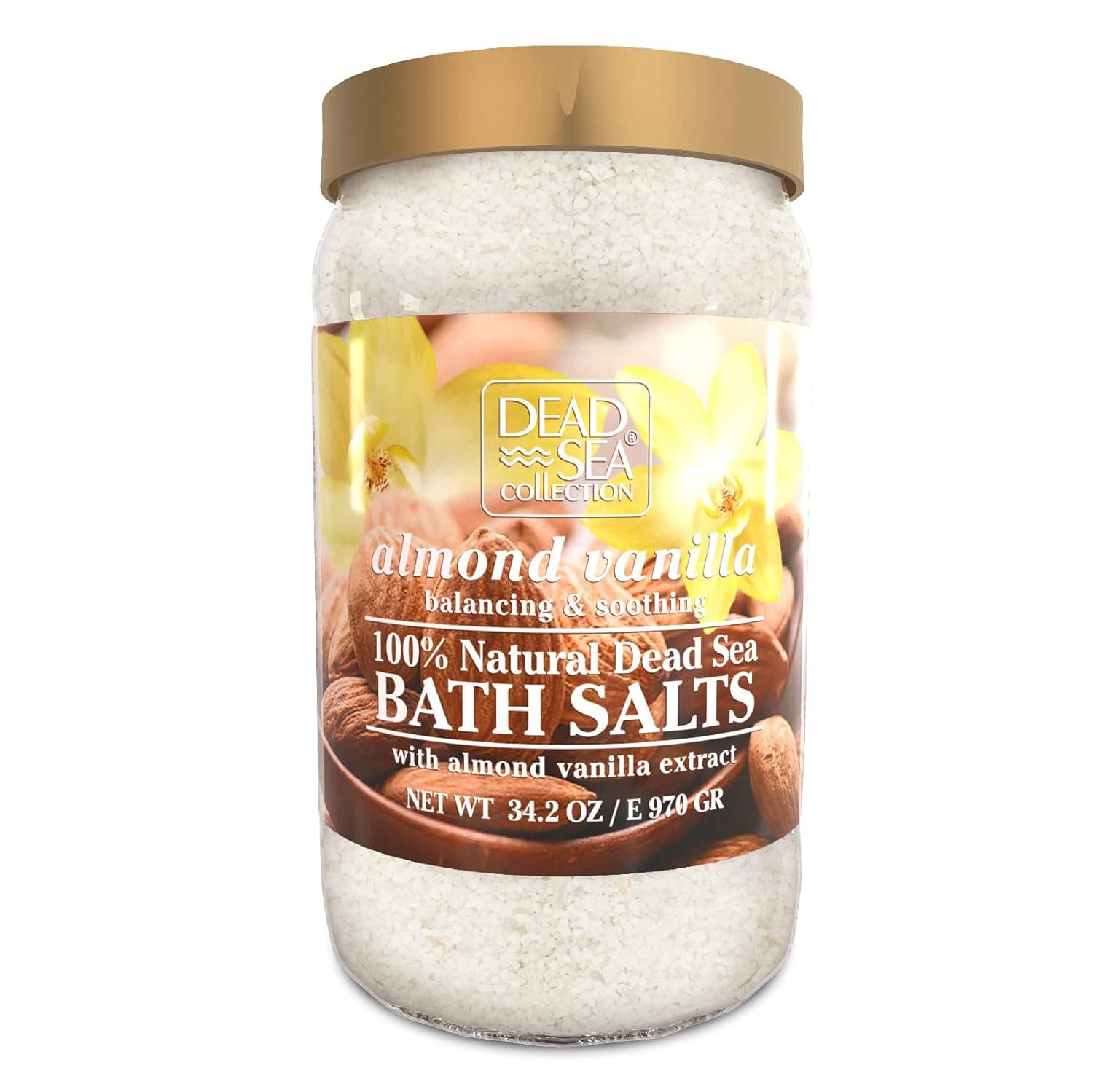 Dead Sea Collection Bath Salts Enriched with Almond & Vanilla - Natural Salt for Bath - Large 34.2 OZ. - Nourishing Essential Body Care for Soothing and Relaxing Your Skin and Muscle