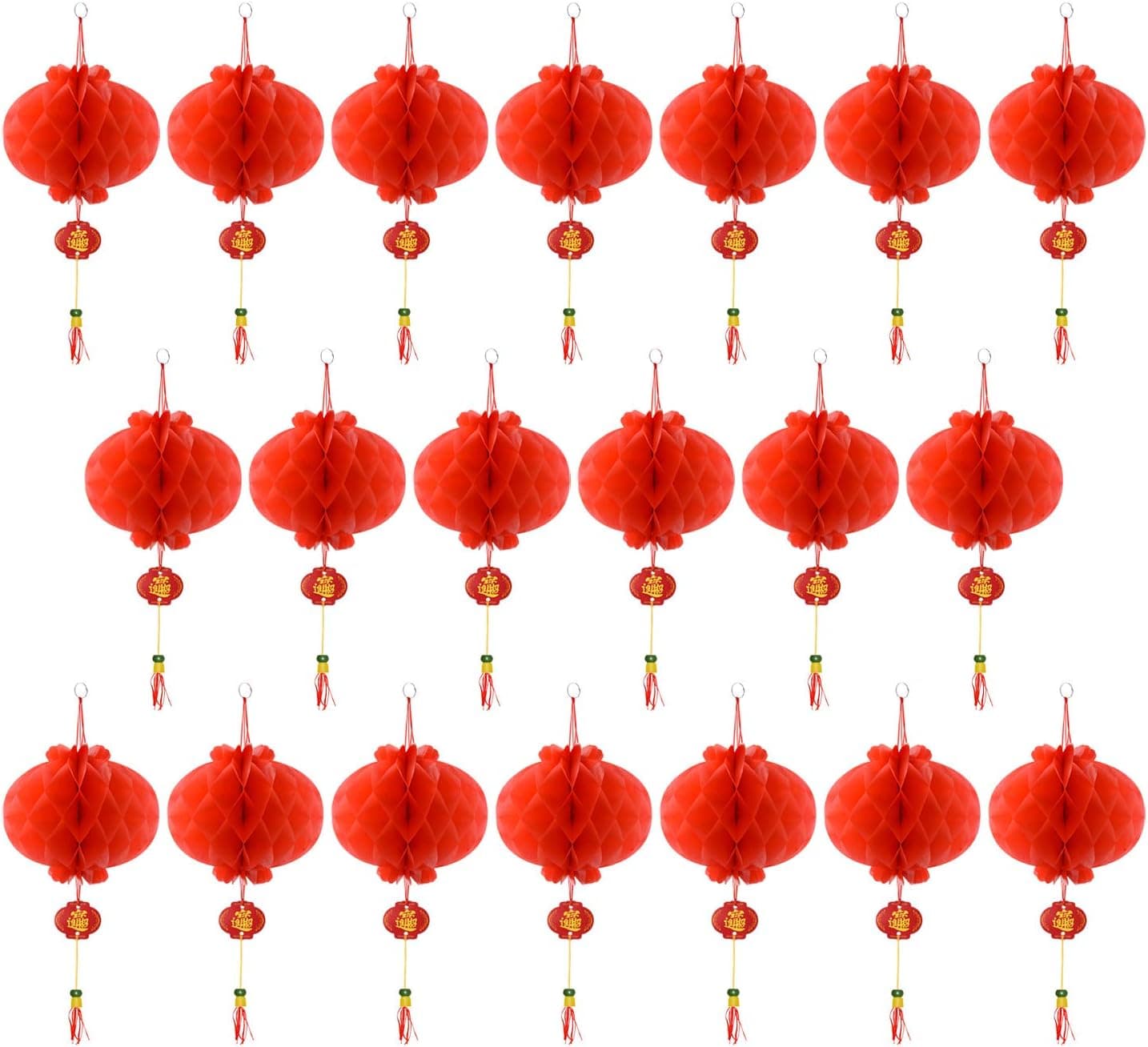 Coopay 20 Pieces Red Chinese Lanterns Decorations for Chinese New Year, Spring Festival, Lantern Festival Celebration Supplies Or Décor