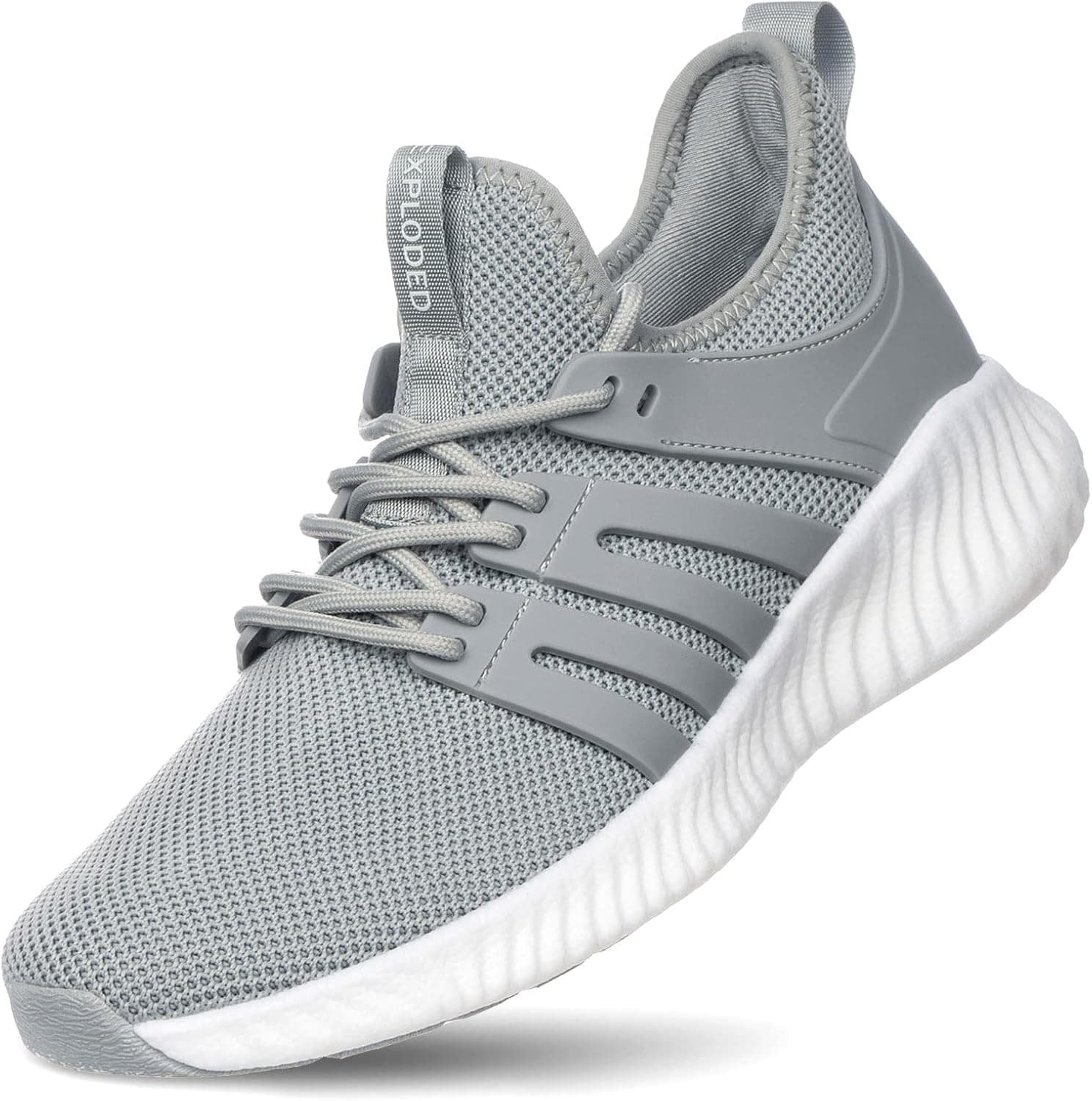 KPP Mens Running Tennis Sneakers - Breathable Walking Shoes Lightweight Comfort for Workout Standing Casual Gym Light Grey 12