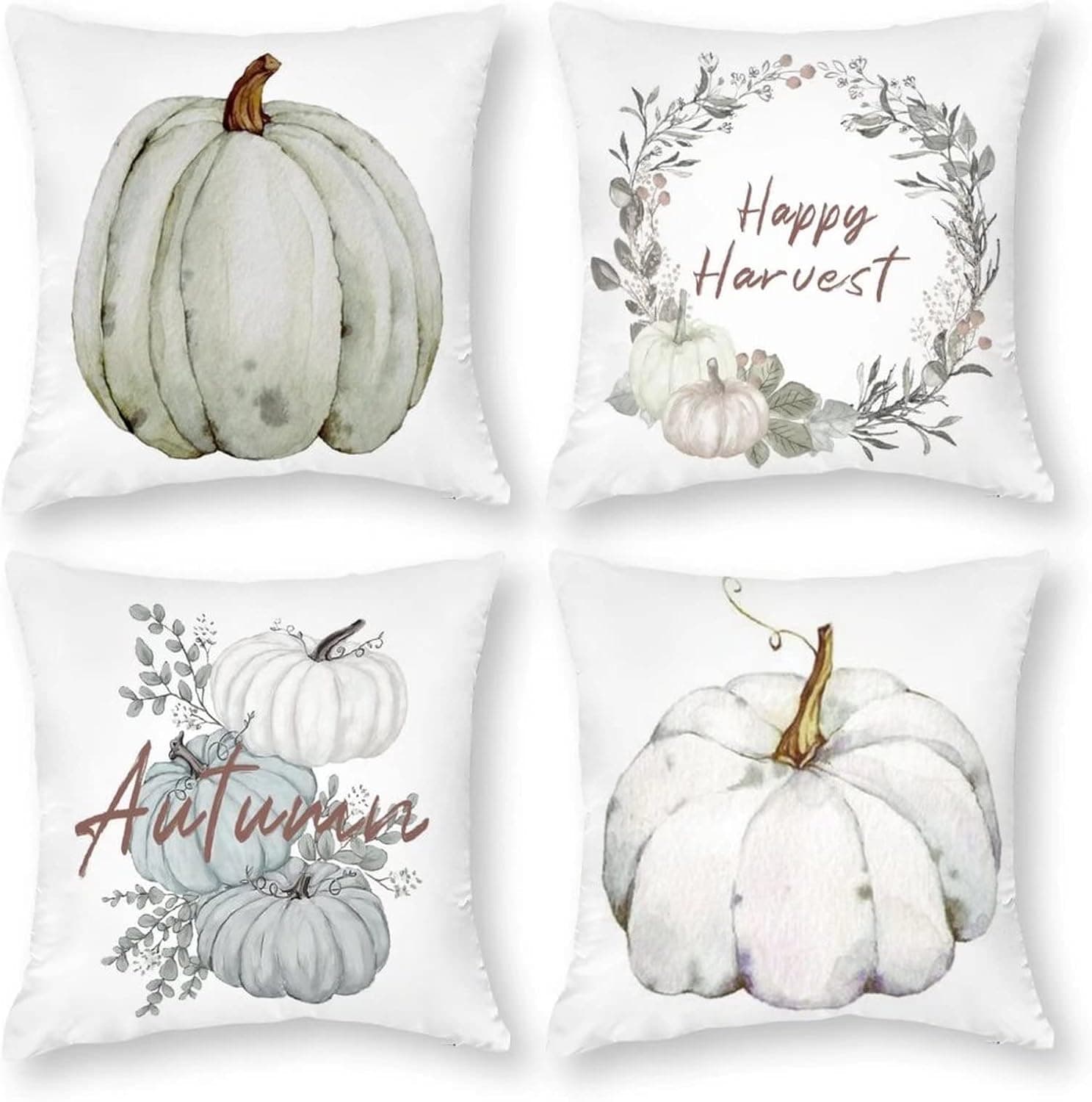 Aififgui Fall Pillow Covers 18x18 Set of 4 Thanksgiving Autumn Pillow Covers Harvest Outdoor Fall Throw Pillows Decorative Farmhouse Pumpkin Cushion Case for Couch Sofa Decor