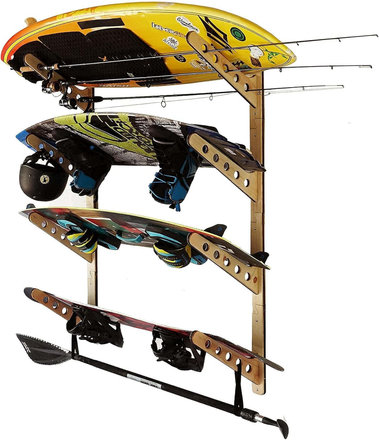 STAUBER Sports Best Board Storage Rack | Wood Hanger | Horizontal Surfboard Storage