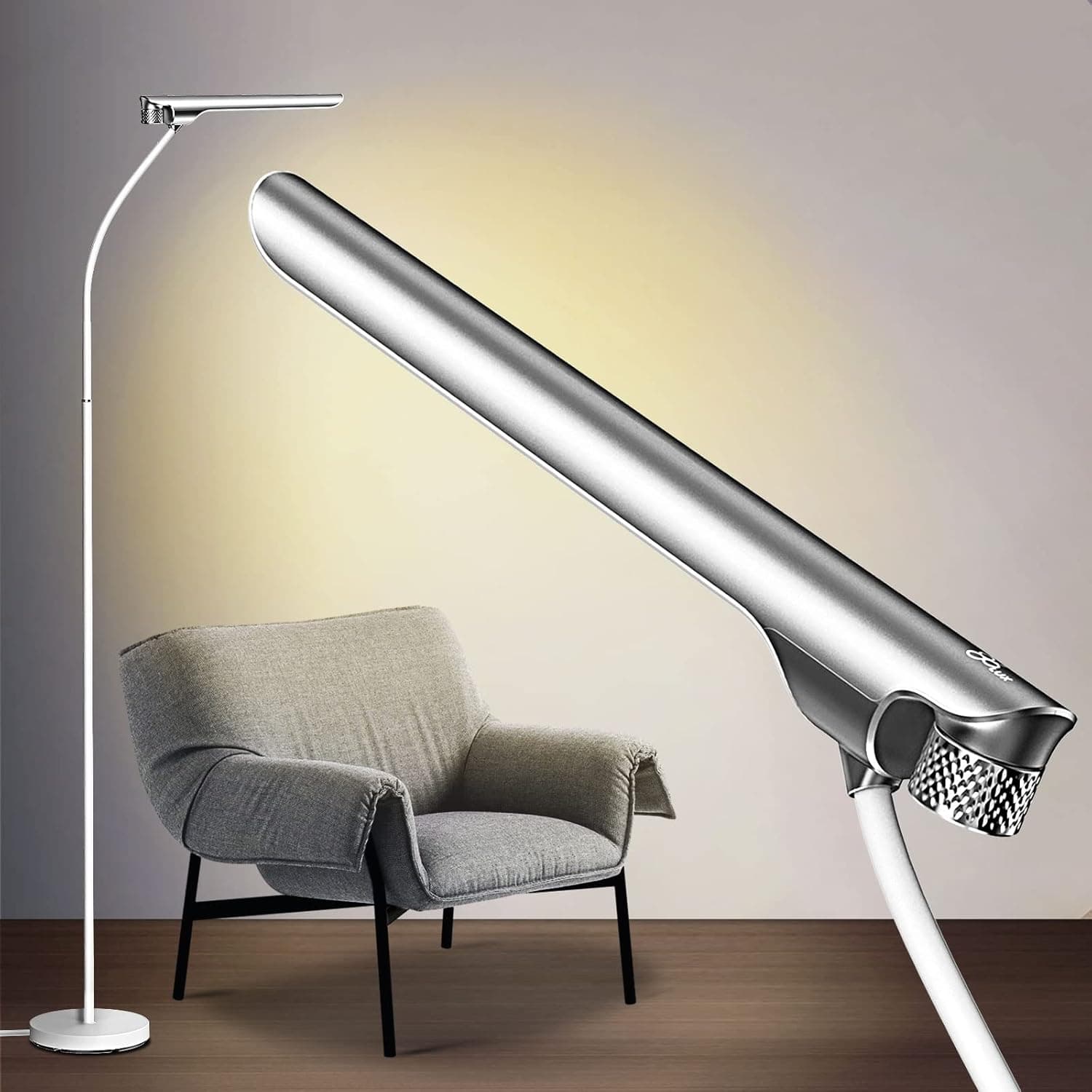 86lux Floor Lamp, Standing Lamp for Reading with Stepless Dimming 3000K-5300K Colors & Brightness, High Color Rendering Index(RA)>95, Flexible Gooseneck, Body Response for Crafting, Drawing, Office……