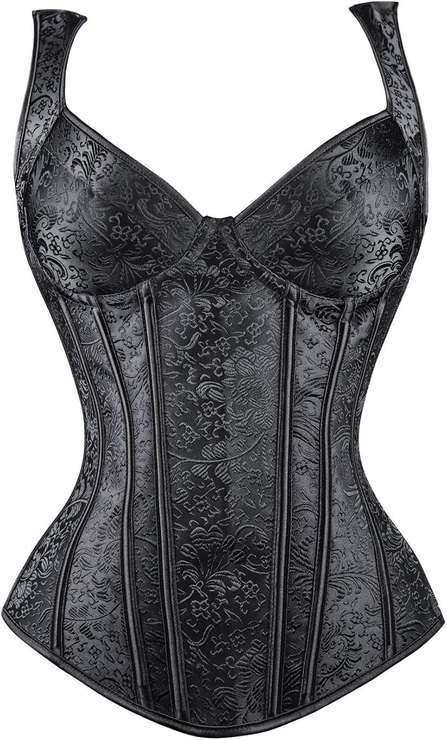Kimring Women's Gothic Jacquard Shoulder Straps Tank Overbust Corset Bustiers