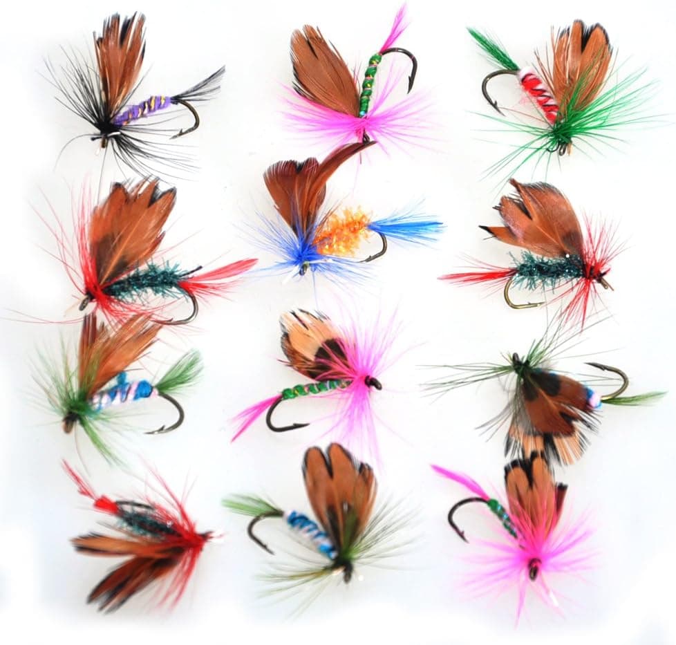 Piscifun Fly Fishing Flies 12pcs Kit Butterfly Like Trout Bass Floating Fishing Lure