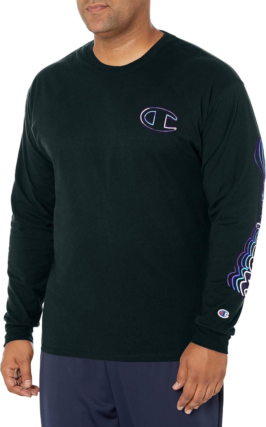 Champion Men's Long Sleeve T-Shirt, Classic Jersey Long-Sleeve Tee Shirt for Men, Script