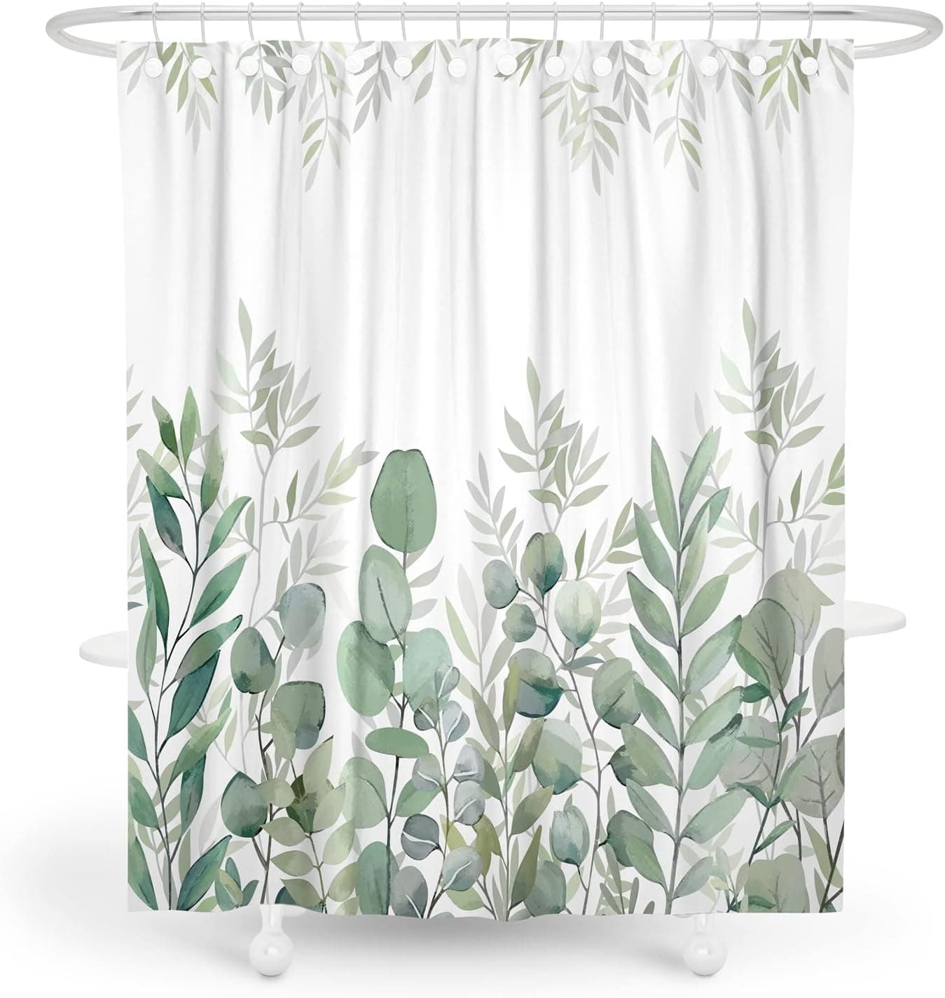 JIYANJ Green Shower Curtain Set Fabric Sage Green Shower Curtains for Bathroom Plant Shower Curtain Modern Waterproof Leaf Botanical Farmhouse Shower Curtain with 12 Hooks 72 X 72 Inches