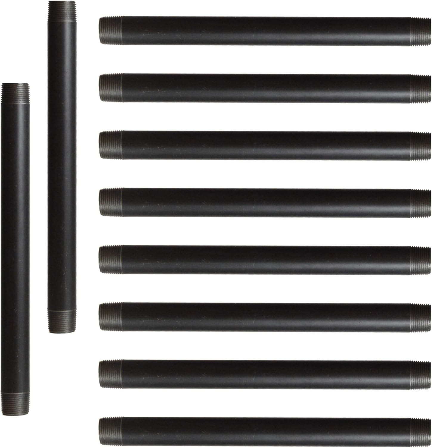 Brooklyn Pipe Vintage Finish | 3/4" x 12" Inch Heavy Duty Schedule 40 Industrial Pipe | 10 Pack Threaded Pipe Nipple for DIY Shelving and Furniture
