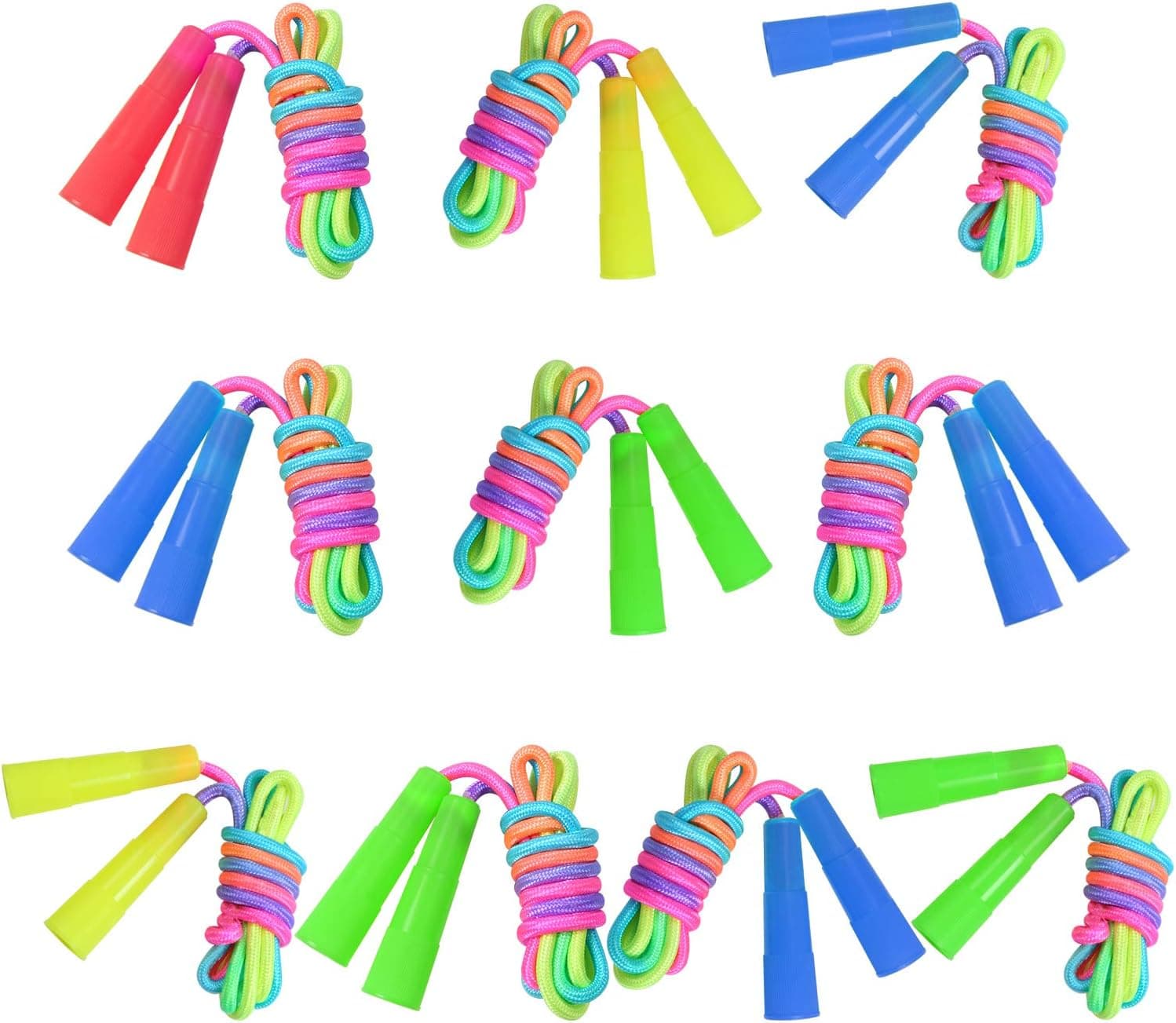 Elcoho 10 Pack Rainbow Jump Rope Set Jumping Ropes Vibrant Skipping Ropes for Outdoor Fun, Party Favors, 7.2 Feet