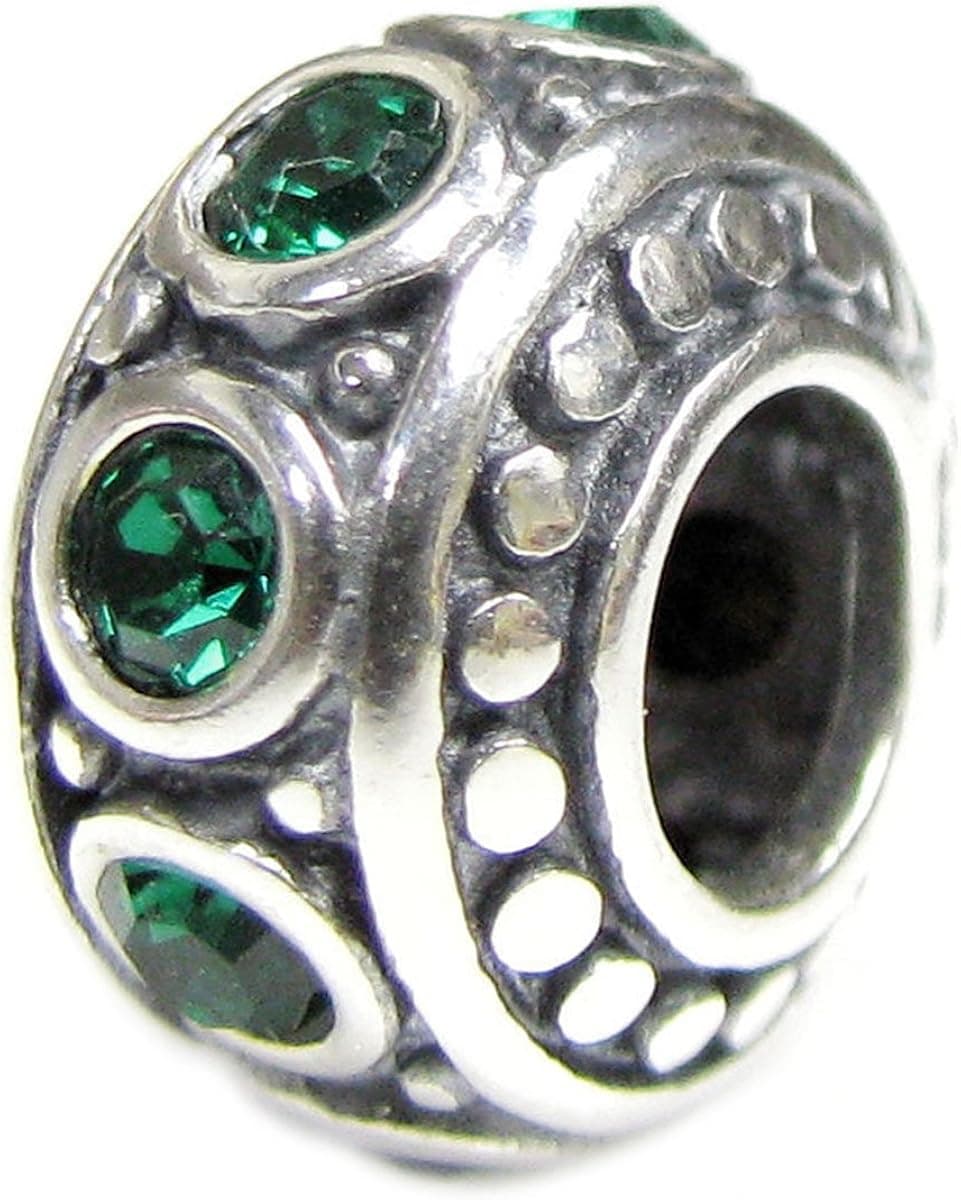 Queenberry Sterling Silver Simulated Birthstone European Style Bead Charm