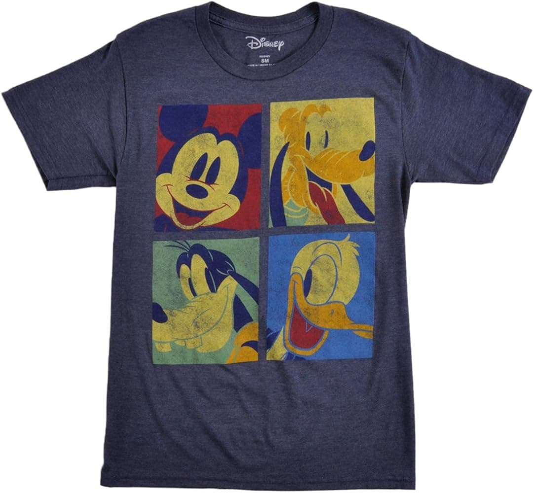 Disney Tee Shirt Mickey Goofy Donald Duck Cartoon Characters Licensed Mens Blue