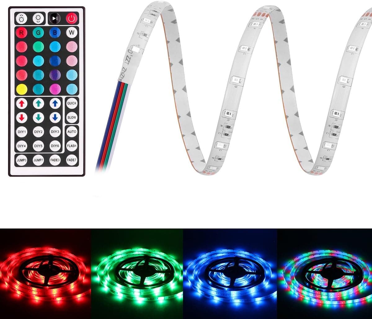 Rextin 2x5M 3528 SMD RGB 300LED Light Strip Lamp Waterproof with 44Key IR remote Controller
