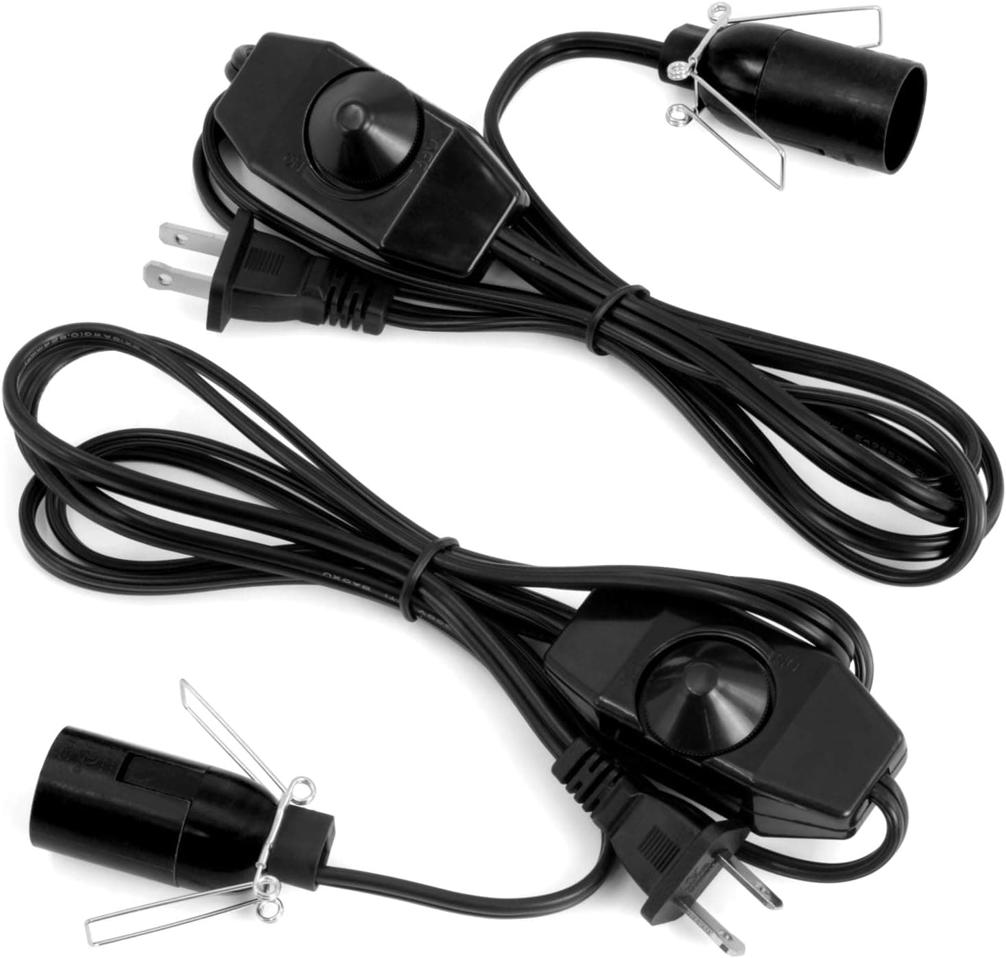 Salt Lamp Cord with Dimmer Control, Betus [Original Replacement] Power Cord with Dim Switch & Clip for All Himalayan Crystal Salt Lamps - UL Listed 6 Feet Long 110V US Standard - Pack of 2