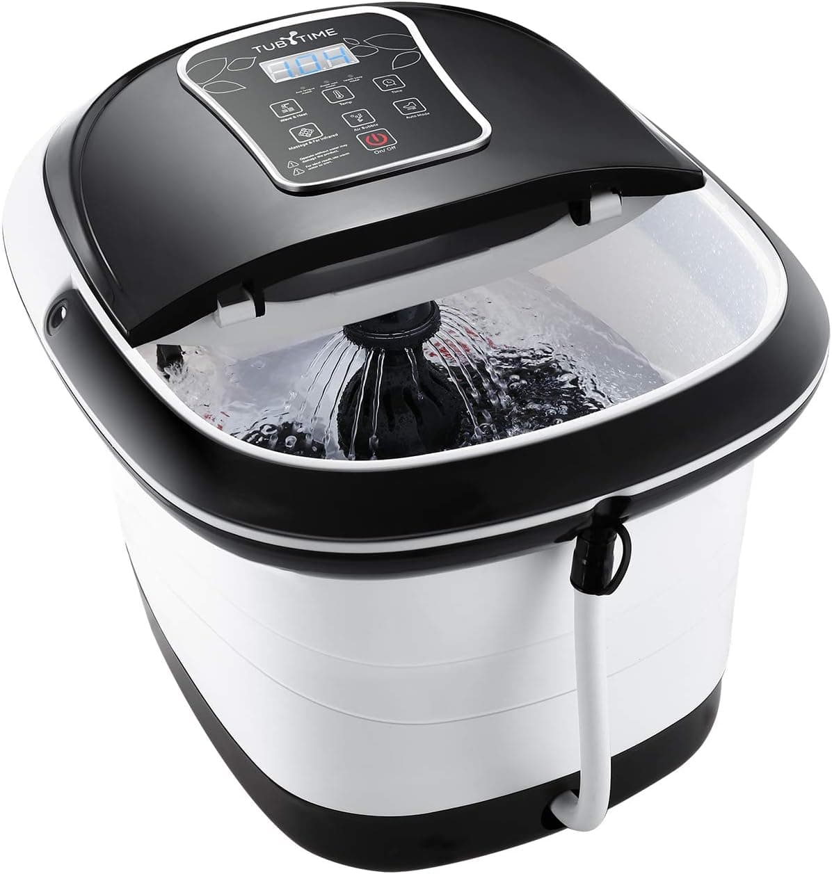 TubyTime Foot Spa Bath Massager with Heat and Bubble Jets, Motorized Shiatsu Massage Ball & Maize Roller Pedicure Spa, Digital Adjustable Time & Temperature Control, Rain Shower and LED Touch Screen