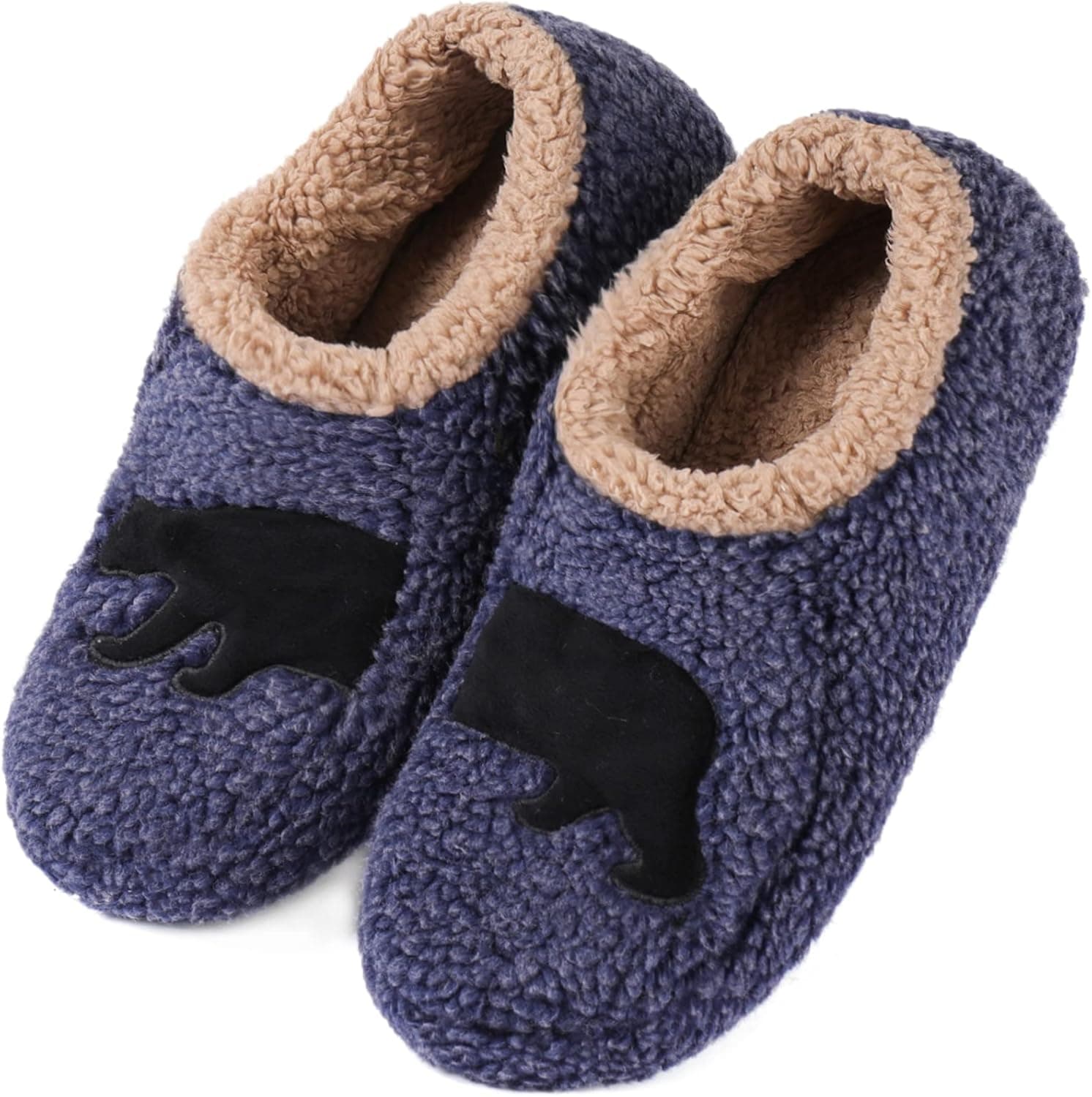 ULTRAIDEAS Fuzzy Slippers Socks for Men, Soft Sole Sherpa Fleece Lined Indoor House Shoes with Non Slip Grippers
