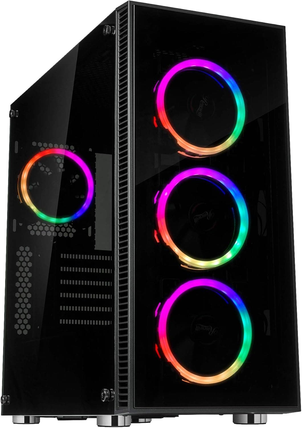 Rosewill ATX Mid Tower Gaming PC Computer Case 3 Sided Tempered Glass Dual Ring RGB LED Fans 360mm Water Cooling AIO Support Great Cable Management/Airflow - CULLINAN V500 RGB